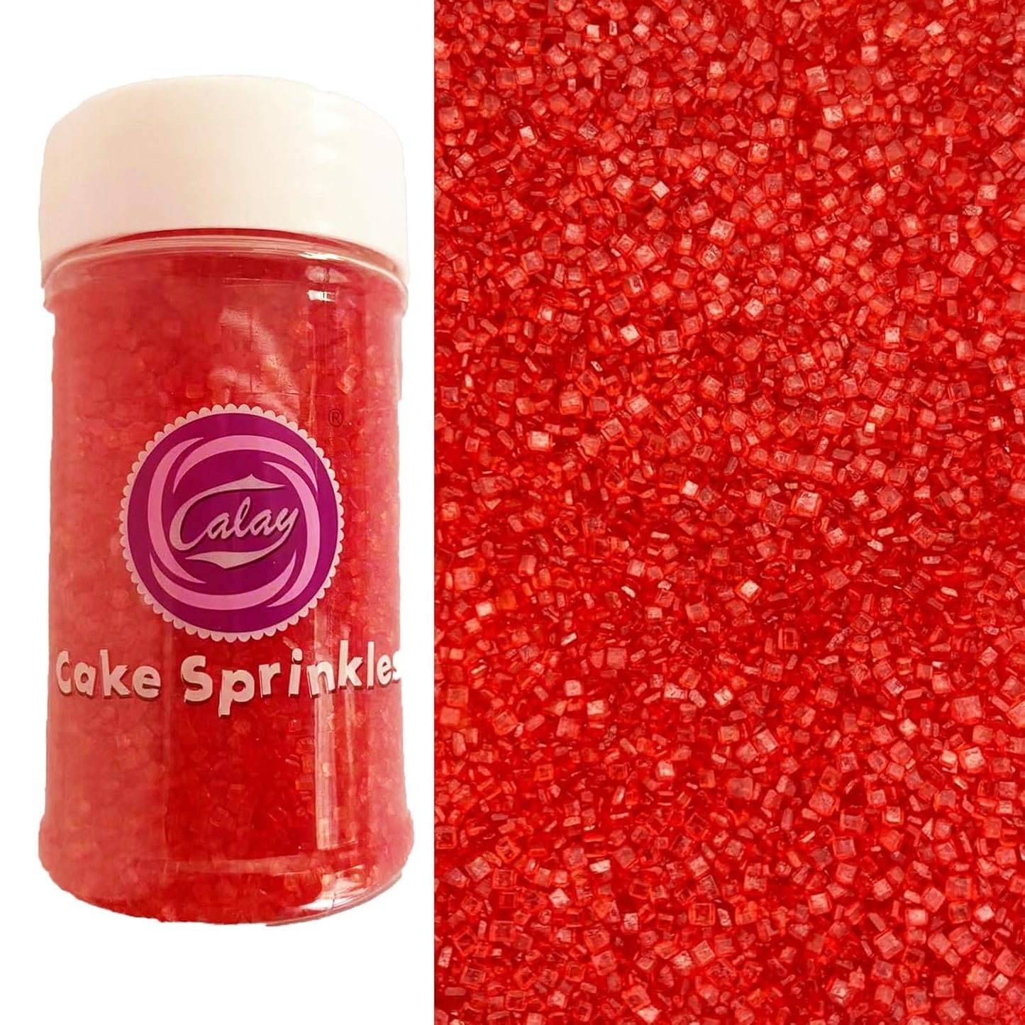 Sentovac Red Sanding Sugar for Baking Edible Sparkling Sugar Sprinkles Coarse Sugar Crystals for Baking Topping Cake Cookie Cupcake Topper Ice Cream Decoration Supplies 3.2 OZ