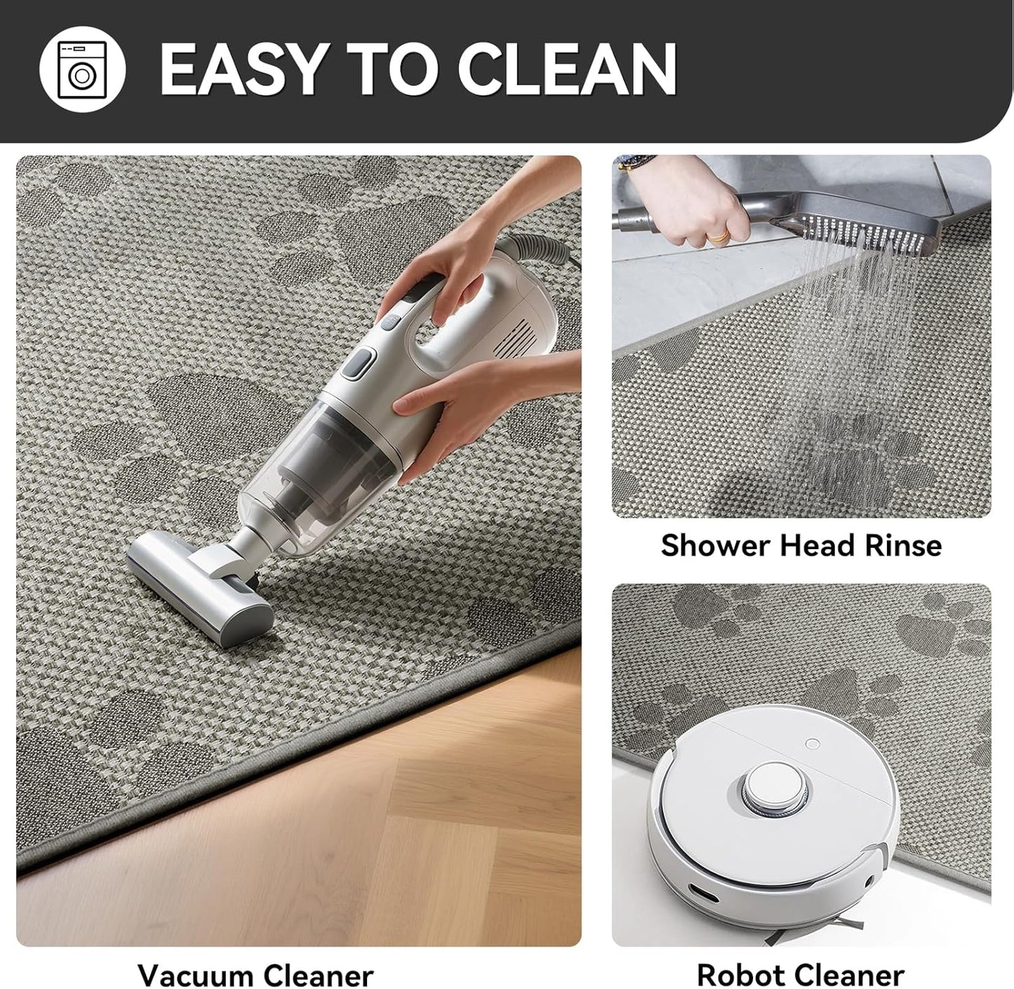 Non-Slip Kitchen Mats for Floor, Soft Woven Linen Embroidery Kitchen Runner Rug - Super Absorbent Washable Kitchen Sink Mat with Rubber Backing for Office & Home Gray 17x59