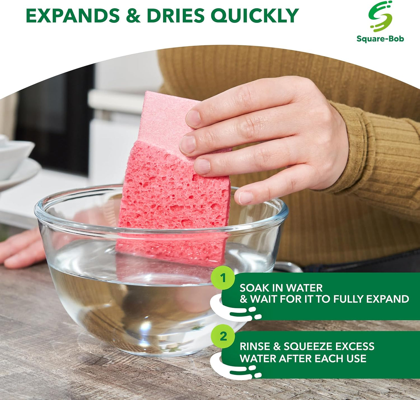 36 Pack Compressed Non-Scratch Kitchen Sponges - Highly Absorbent for Dishes, Countertop, Sink, Car - Biodegradable, Quick Drying Cellulose Sponges - Assorted Colors