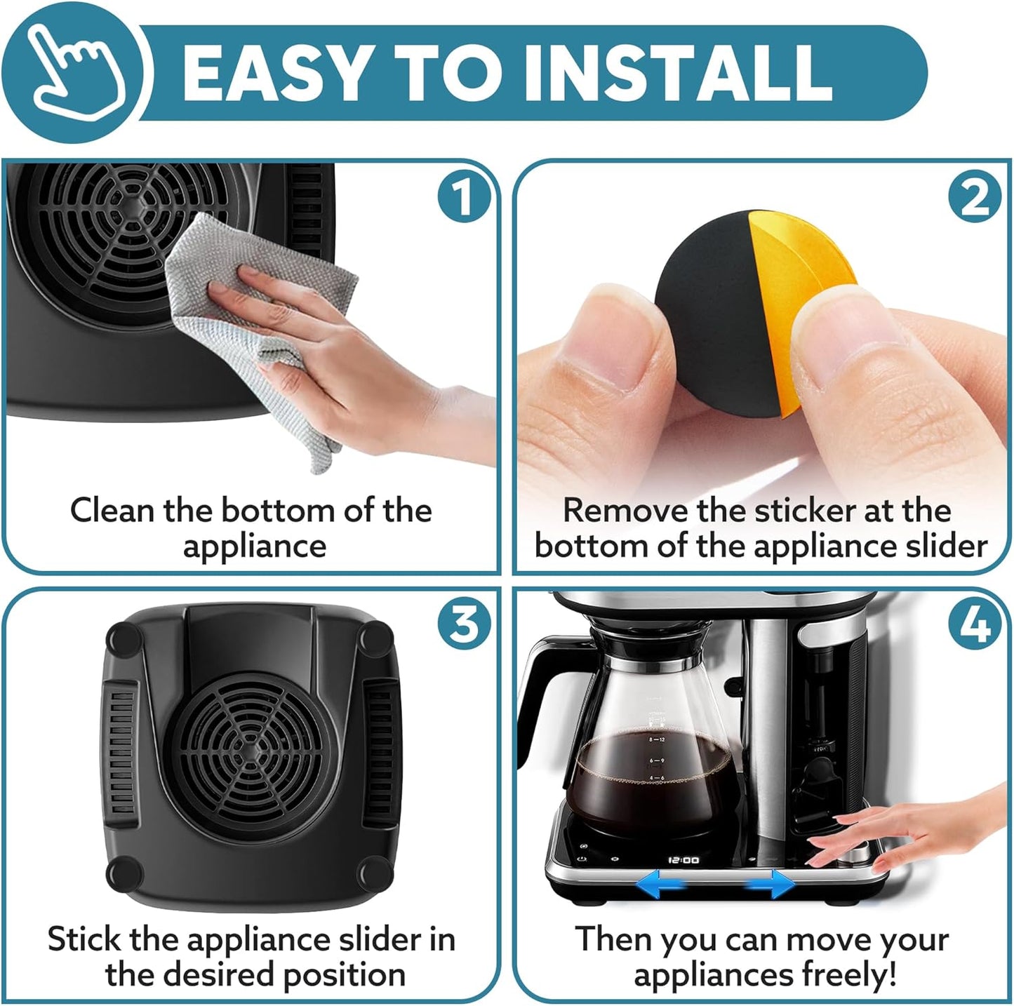 Appliance Sliders for Kitchen Appliances 24 PCS Self-Adhesive Small Accessories Hacks Easy to MovIing & Space Saving Kitchen Must Have Gadgets