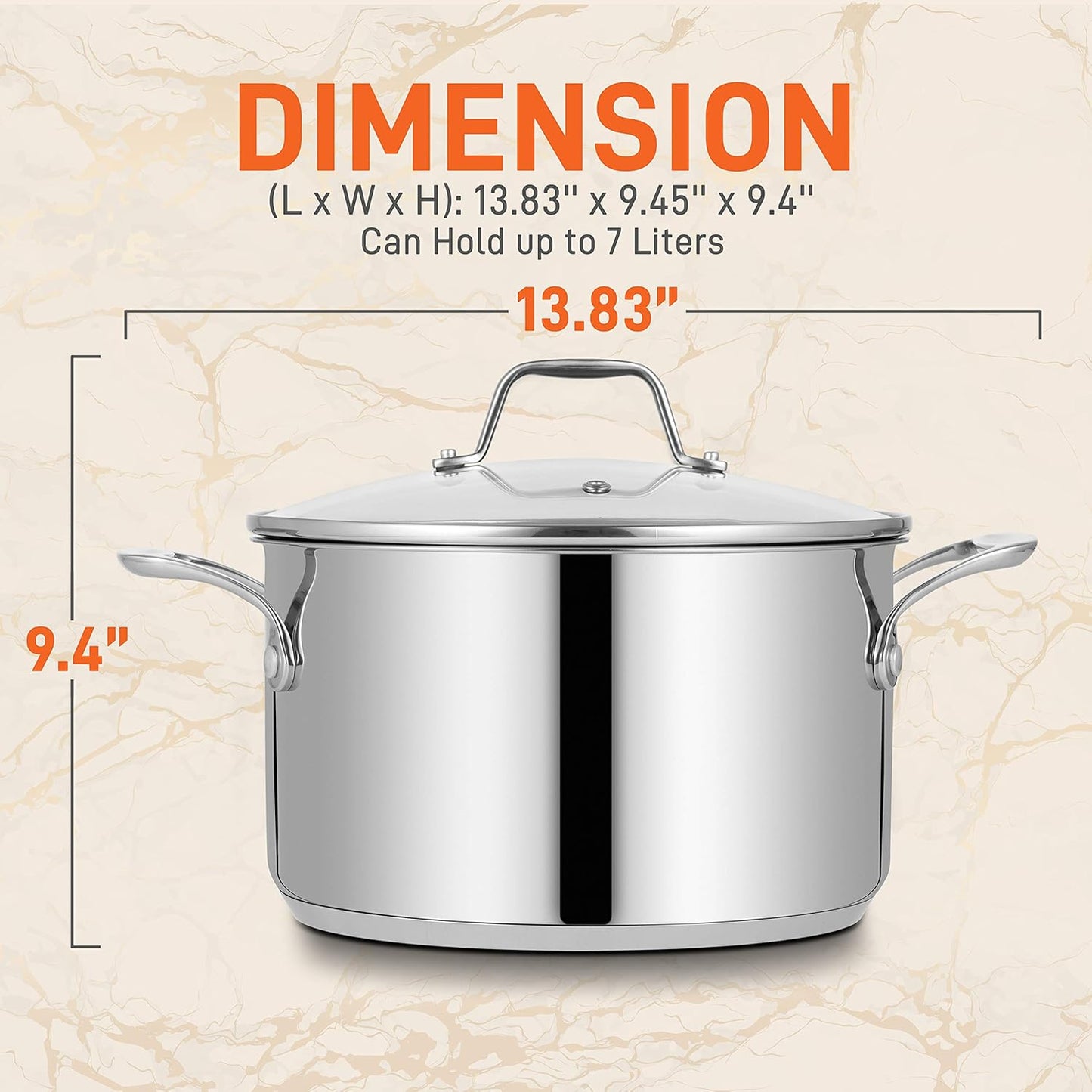 NutriChef 8-Quart Stainless Steel Stock Pot - 18/8 Food Grade Stainless Steel Heavy Duty Induction - Stock Pot, Stew Pot, Simmering Pot with See-Through Lid, Dishwasher Safe - NCSP8