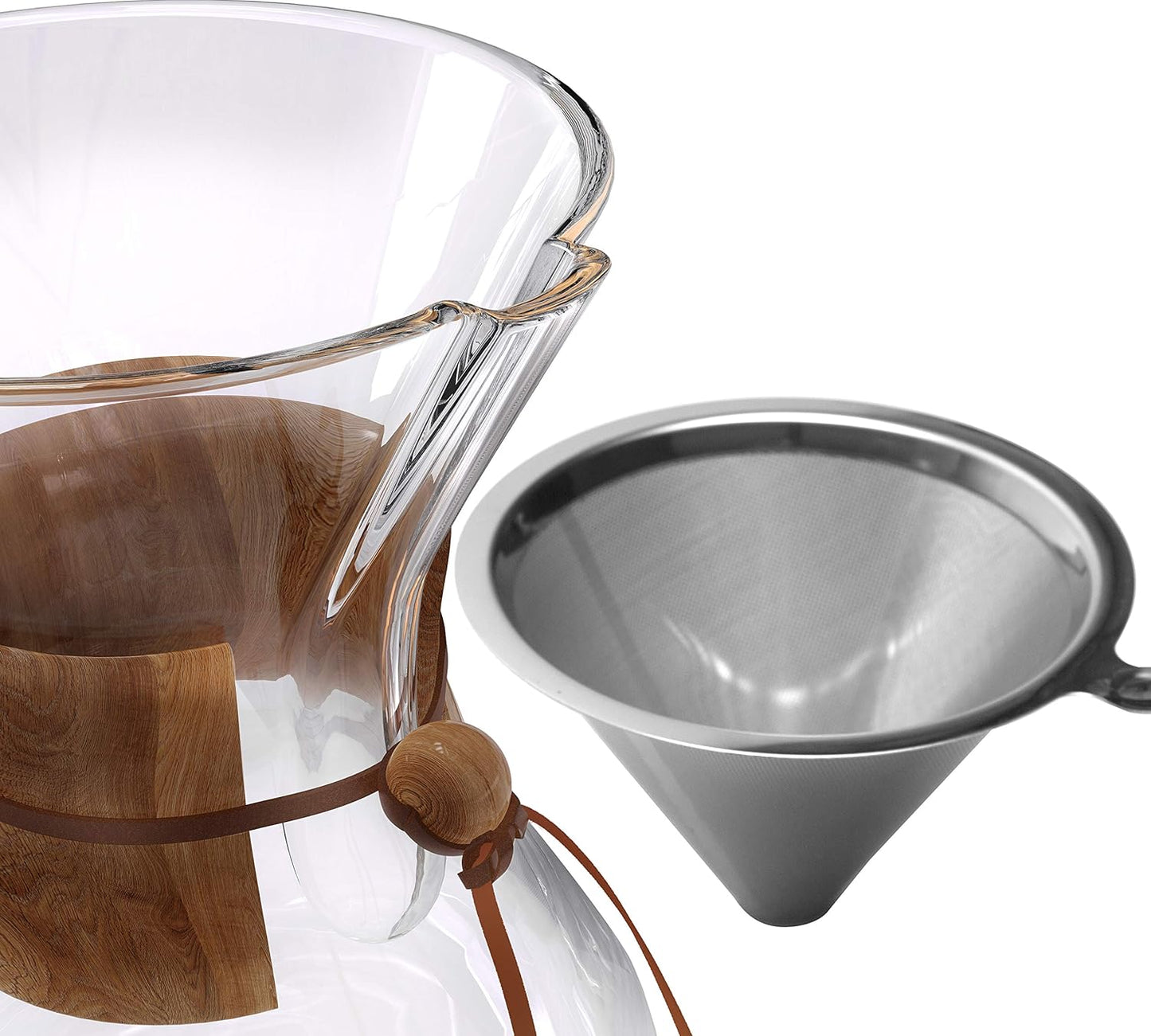 AGOGO Pour Over Coffee Maker Glass - 6/8/10 Cup Barista Kit with 304 Stainless Filter for Home, Office, Camping, Cafes - Easy Clean Coffee Dripper Set (Rag&Brush Included) (10 Cup/34oz)