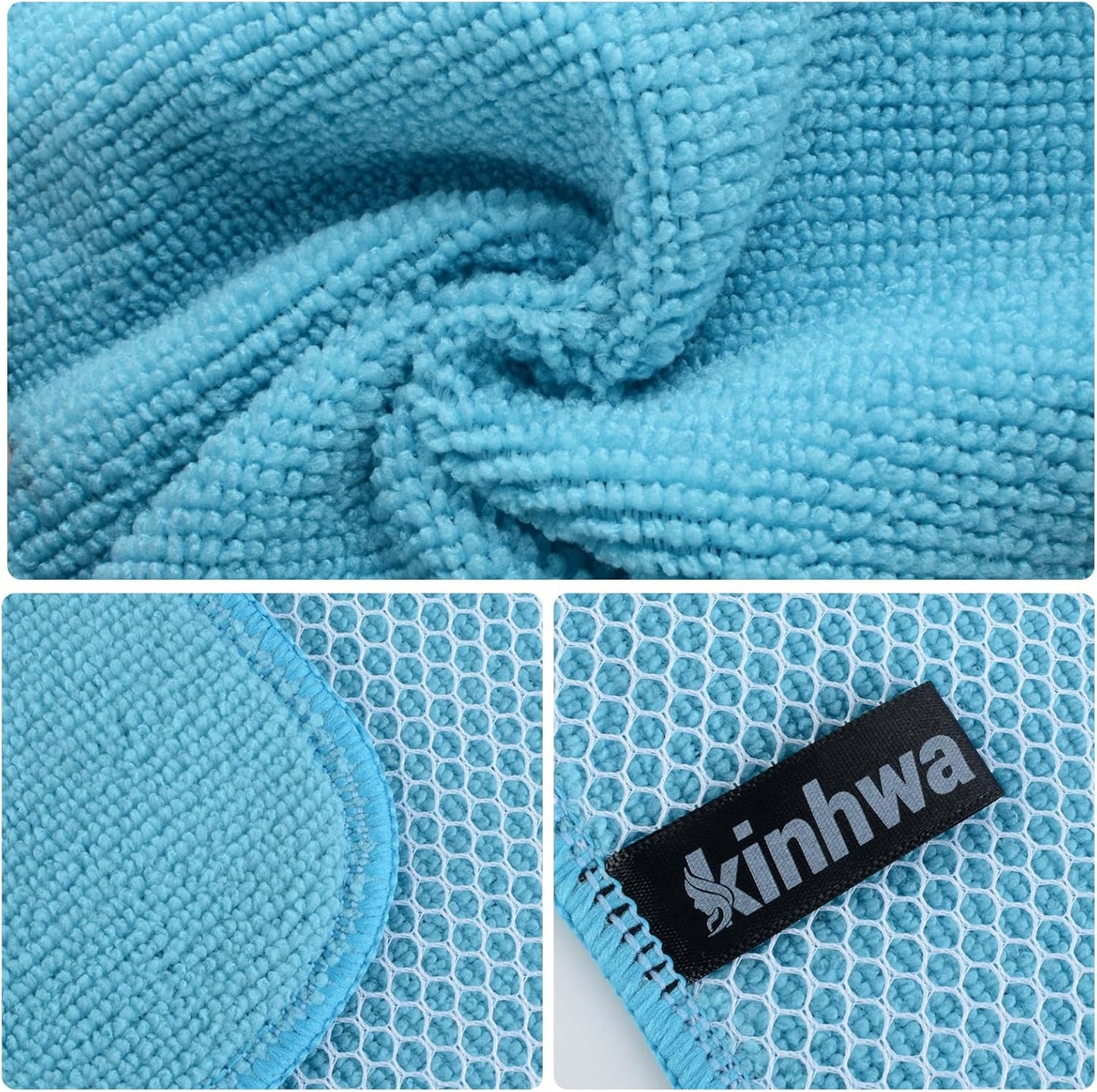 KinHwa Kitchen Washcloths for Dishes Absorbent Microfiber Dish Cloths Quick Dry Dish Rags with Poly Scour Scrub Side Ideal for Kitchen Cleaning (Mixing Colors #1, 7inchx7inch 9 Pack)