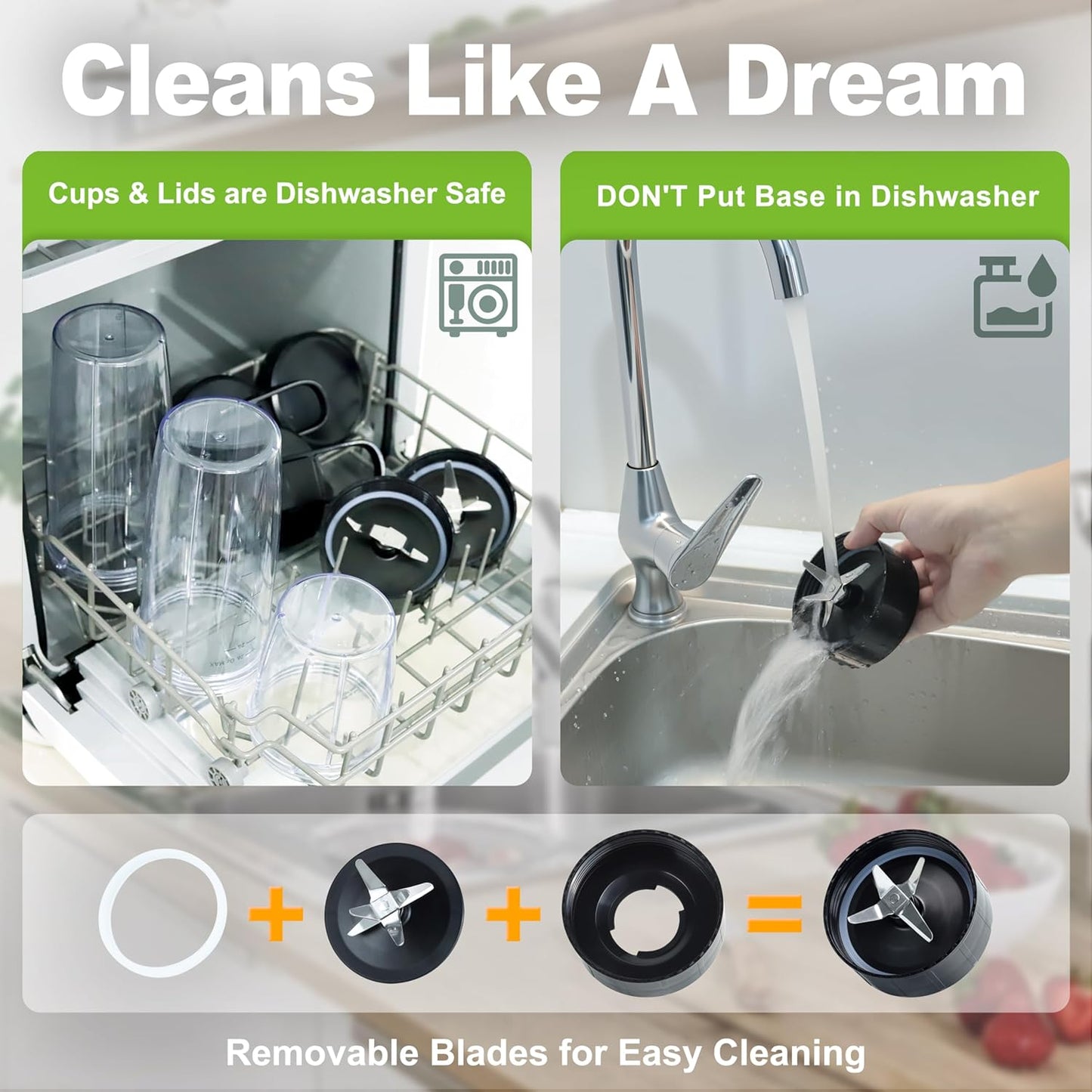 Smoothie Blender, 1200W Personal Blender for Smoothies, Blenders for Kitchen with 2 BPA-Free 26oz Travel Cups, Perfect for Smoothies, Frozen Drinks, Juices & Protein Shakes