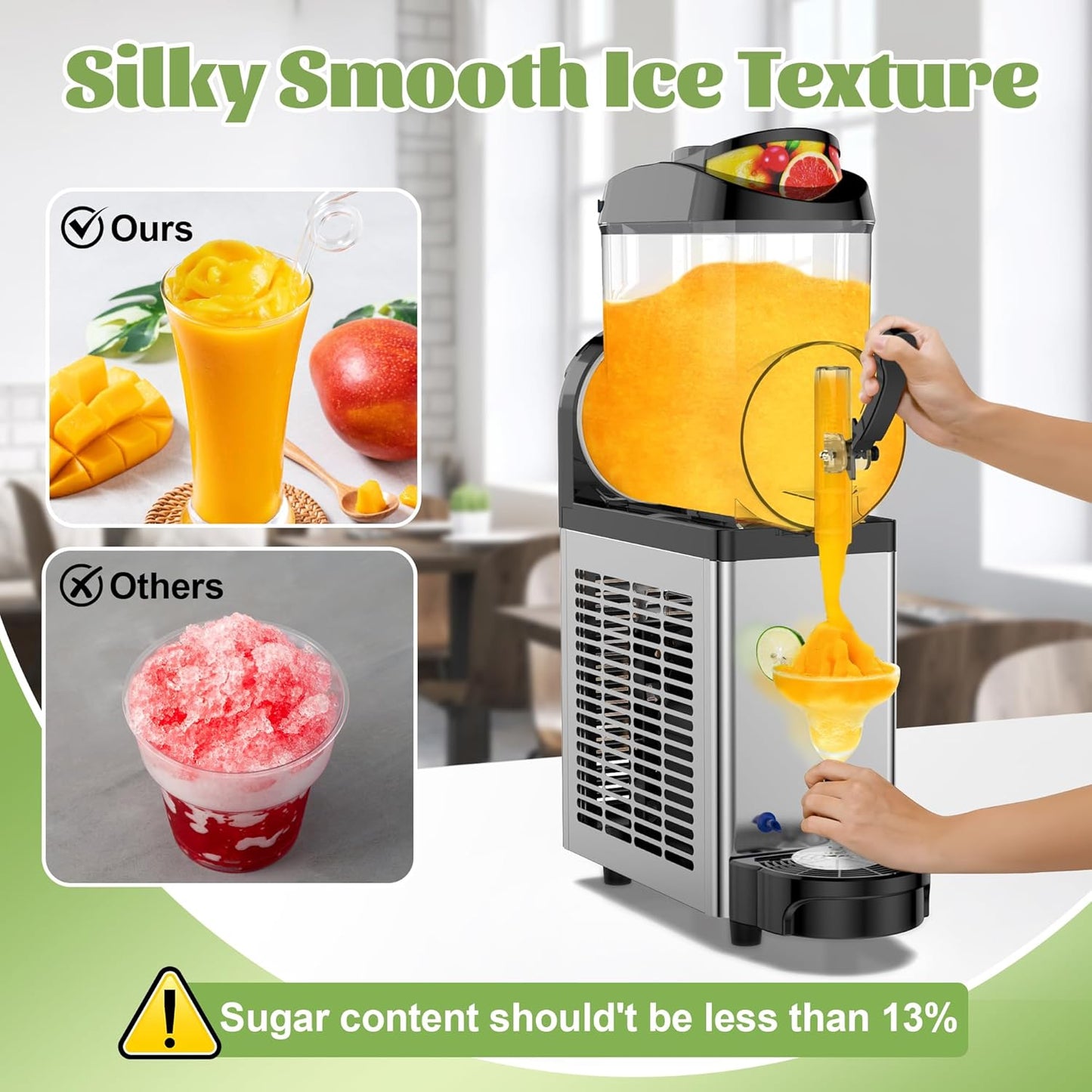 Commercial Slushie Machine, Slushy Machine for Home, 12L Slushie Maker Frozen Drink Maker, No Ice Need, Slush Cocktail Margarita, Smoothie Machine, Kitchen Appliances, Party Bar Amusement Park