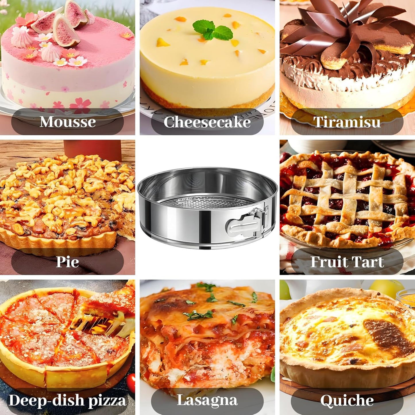 9 Inch Springform Pan 304 Stainless Steel Nonstick Leakproof Springform Cake Pan with Removable Bottom, Round Spring Form Cheesecake Pans