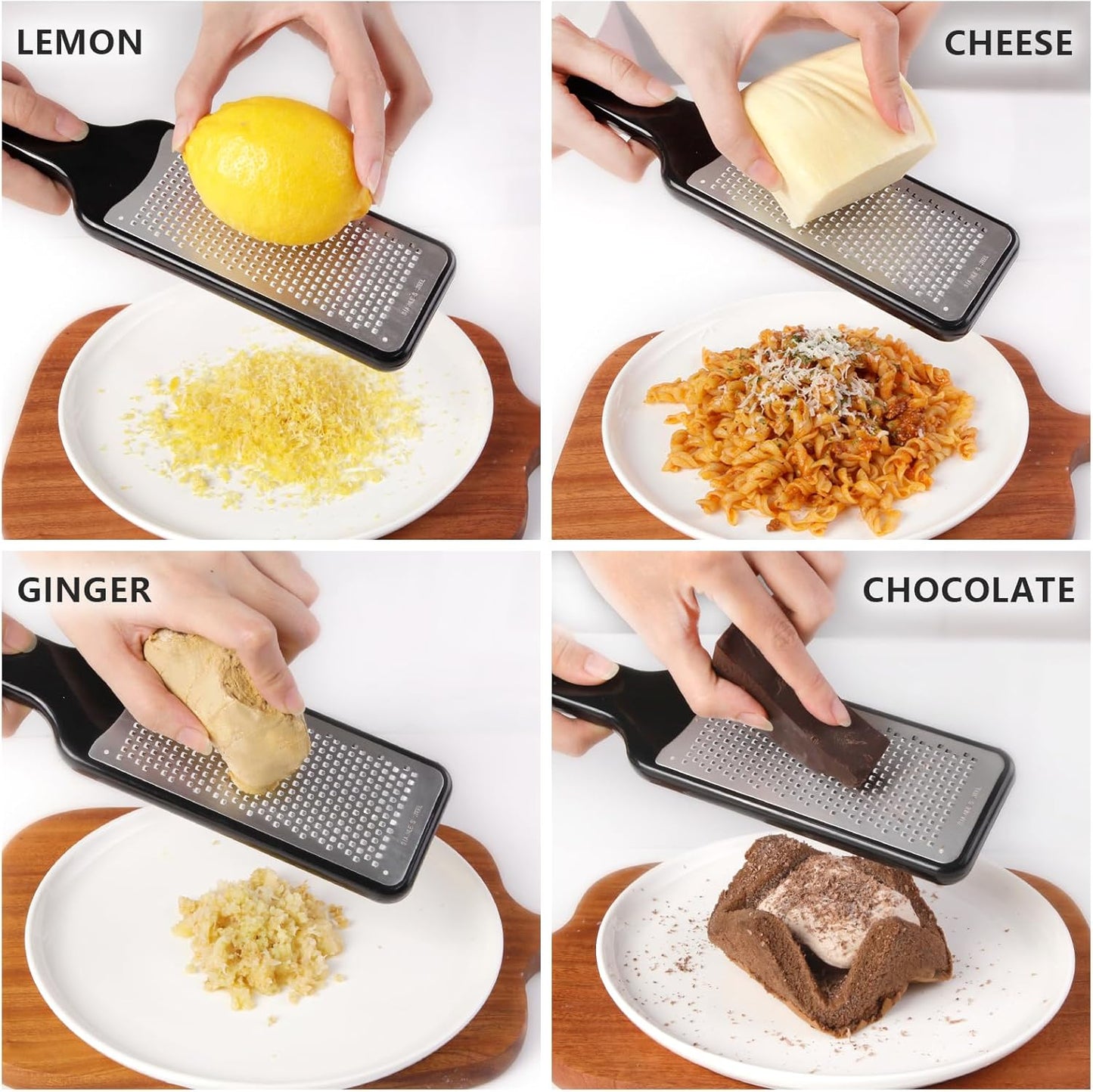 LHS Citrus Lemon Zester Cheese Grater - Stainless Steel Kitchen Tool for Parmesan Cheese, Ginger, Garlic, Nutmeg, Chocolate, Fruits, Dishwasher Safe