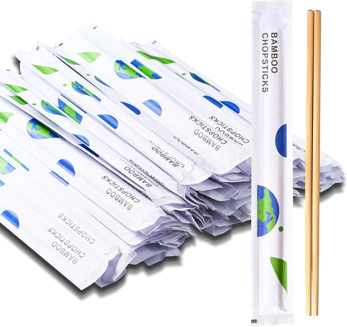 VIWIK 50 Pairs Premium Disposable Chopsticks - Individually Wrapped Natural Bamboo Reusable Chopstick - Japanese Korea Wooden Chop sticks, Portable Individually Wrapped chopsticks, 9 Inch