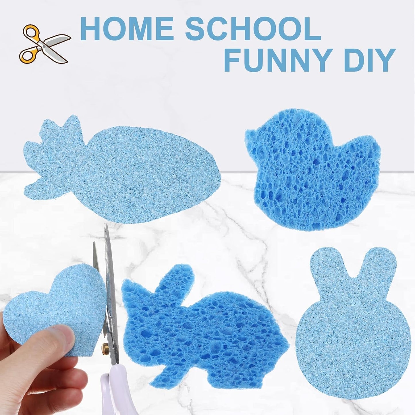 Zhengmy 100 Pieces Kitchen Sponge Bulk Natural Sponges for Dishes Compressed Wood Pulp Sponges Cleaning Sponge Without Scratching for Kitchen Bathroom, 3.9 x 2.4 x 0.12 Inch (Blue)