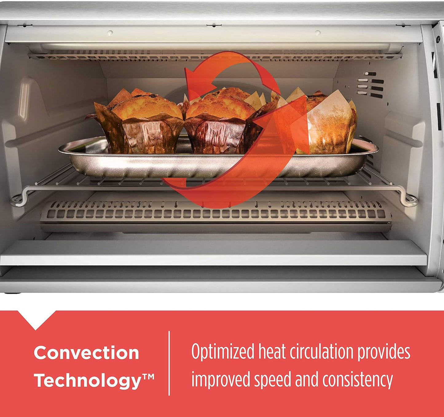 Black+Decker Countertop Convection Toaster Oven, 8 One-touch Cooking Functions, Stainless Steel