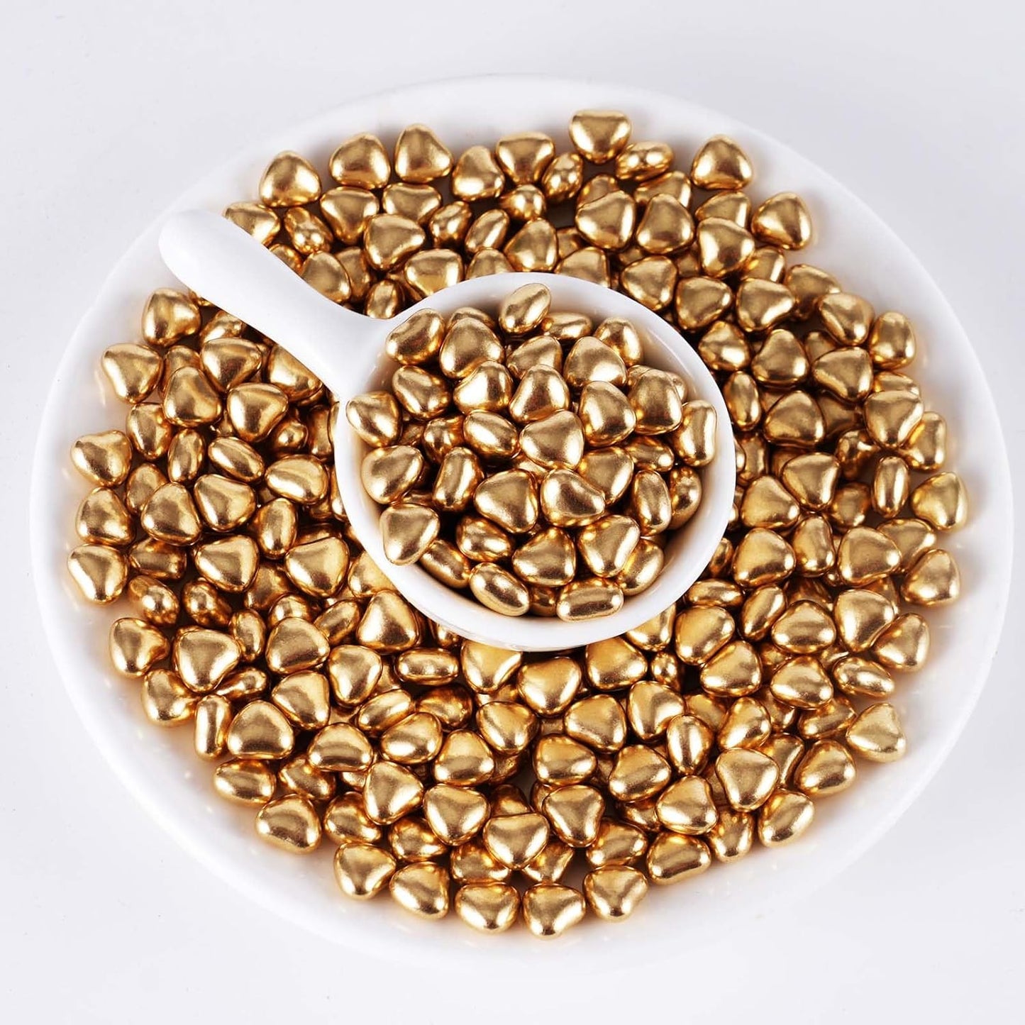 Kasvan Gold Heart Shapes Sprinkles - Edible Candy Pearls 100g/3.58 Oz, Mix Size, Baking Cake Decorations, Ice Cream Toppings and Cookie Decorating, Wedding Party Chirstmas Supplies (Gold)