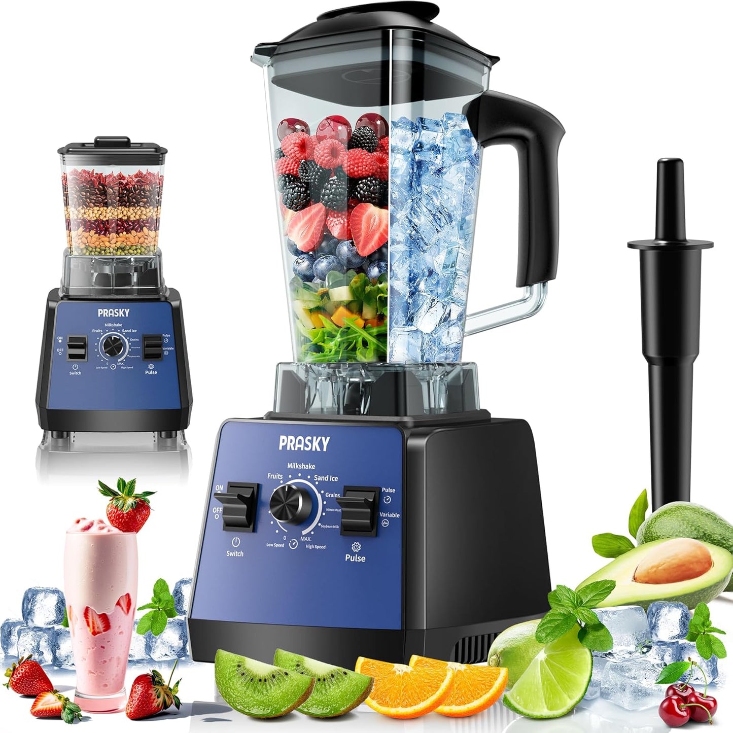 Blenders for Kitchen, Blenders for Smoothies, Blender and Grinder Combo1000W Powerful 25000RPM Professional Blender BPA Free 68oz Countertop Blenders for Baby Food,Ice, Juice, Shakes-Blue