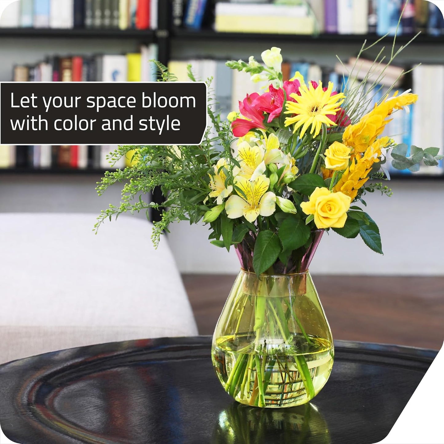 Peleg Design Twotone Home Décor in 3 Colors - Round Glass Vase for Flower Bouquets - Decorative Vase with Flippable Top - Glass Vases for Centerpieces