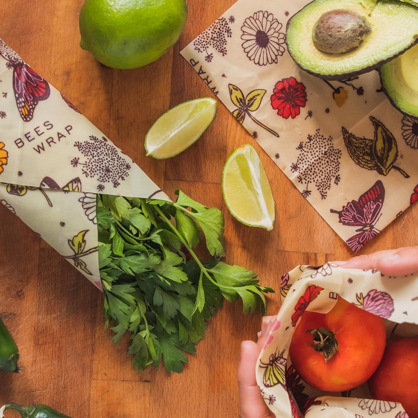 Bee's Wrap Vegan Beeswax Wraps for Food - Meadow Magic Cut to Size 14x52" Wax Paper Roll, Made in USA Reusable Waxed Paper & Bowl Covers, Organic Eco-Friendly Alternative to Aluminum Foil Plastic Wrap