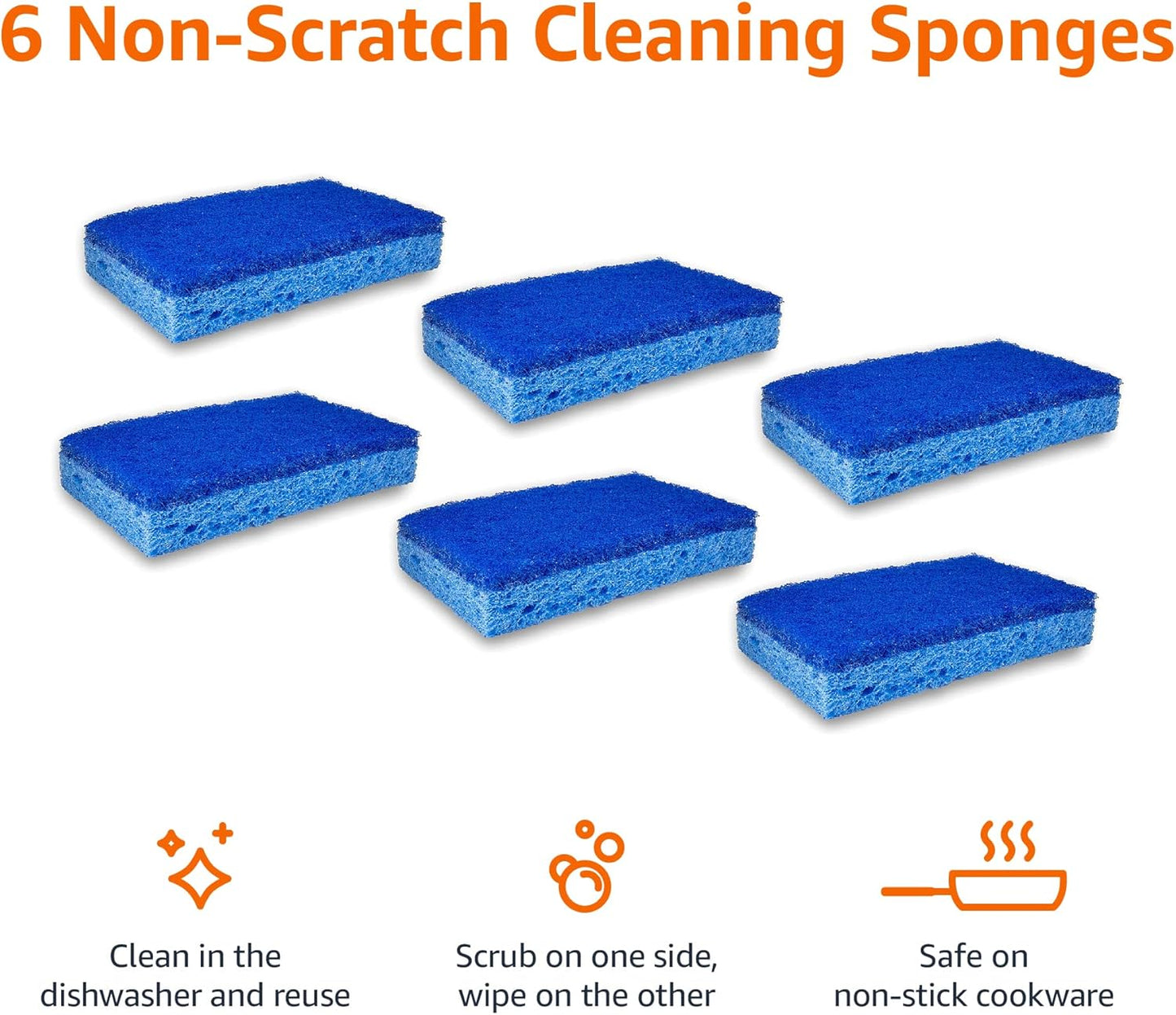 Amazon Basics Non-Scratch Sponges, 6-Pack