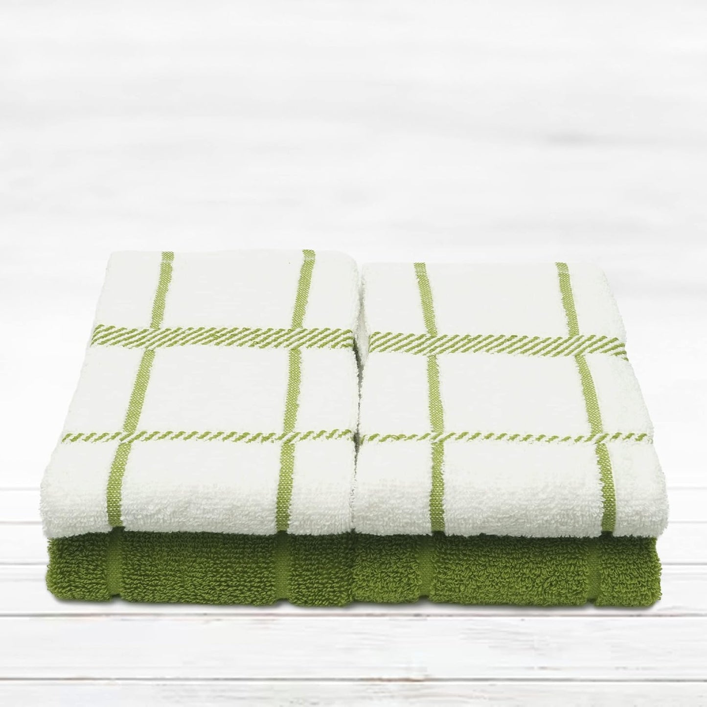 100% Cotton Terry Dish Towels, 4 pack16 x26 Inches, Super Soft and Absorbent Kitchen Towels, Perfect for Kitchen Cleaning and Dish Washing | Green