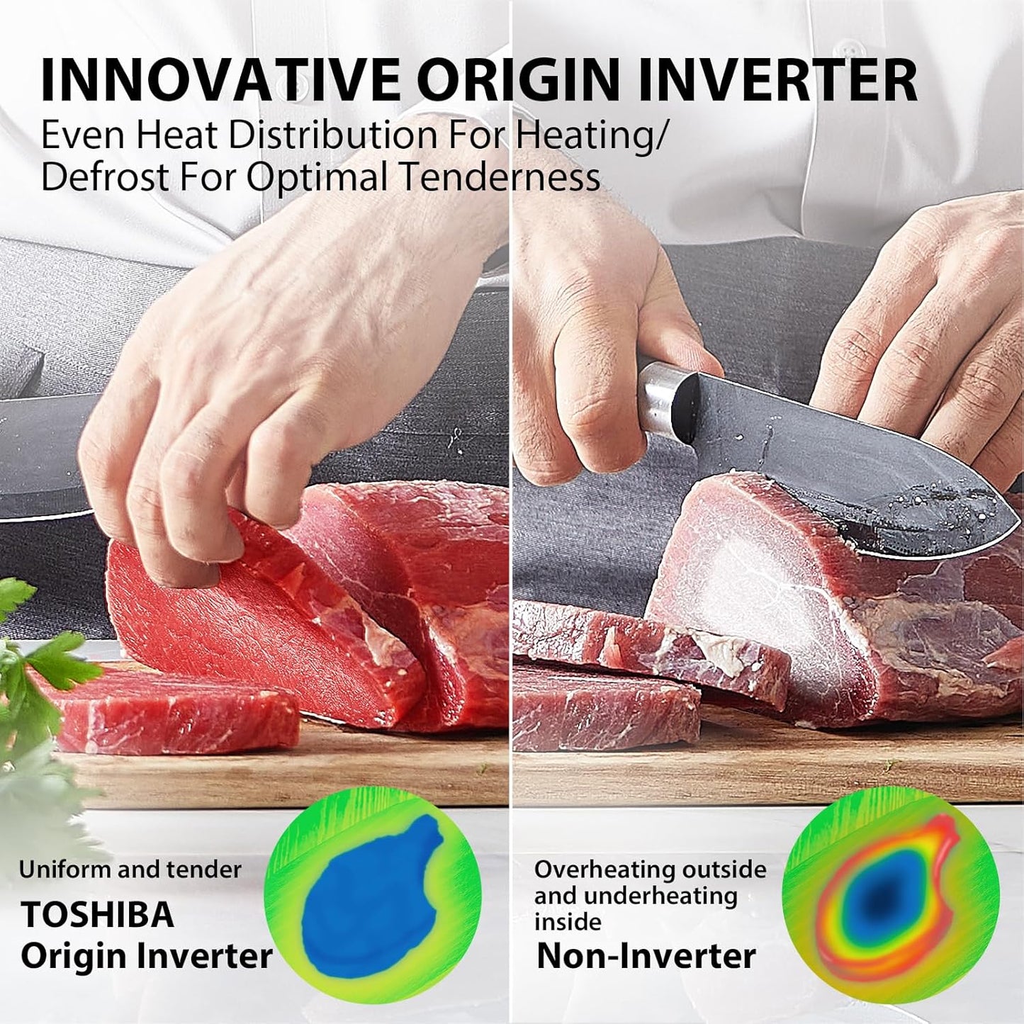 TOSHIBA ML-EM45PIT(SS) Countertop Microwave Oven with Inverter Technology, Kitchen Essentials, Smart Sensor, Auto Defrost, 1.6 Cu.ft, 13.6" Removable Turntable, 33lb.&1250W, Stainless Steel