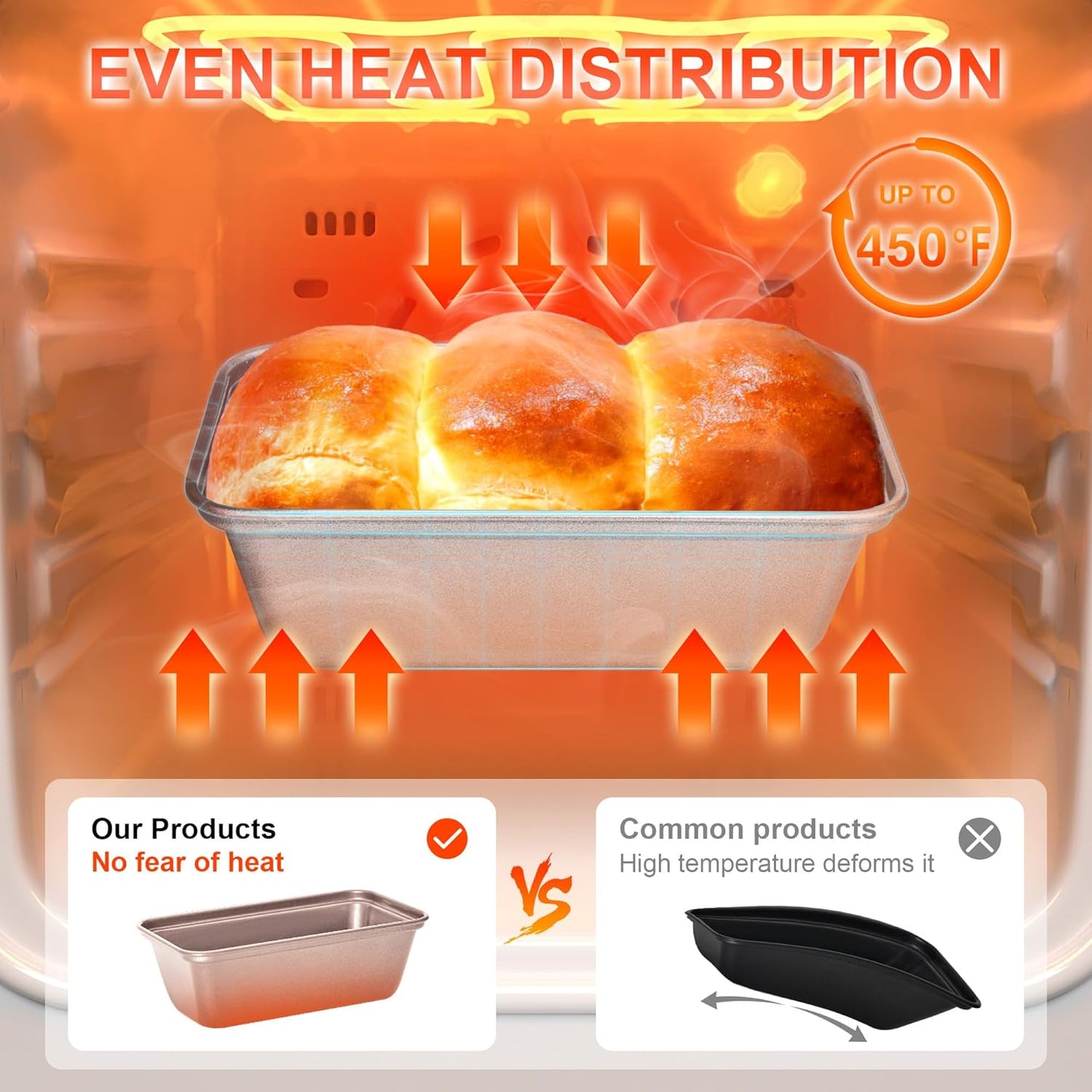 HONGBAKE Mini Loaf Pan for Baking Bread, Nonstick Small Banana Bread Tins Set of 3, 6 x 3.3 x 2 In Tiny Carbon Steel Meatloaf Pan - Rose Gold