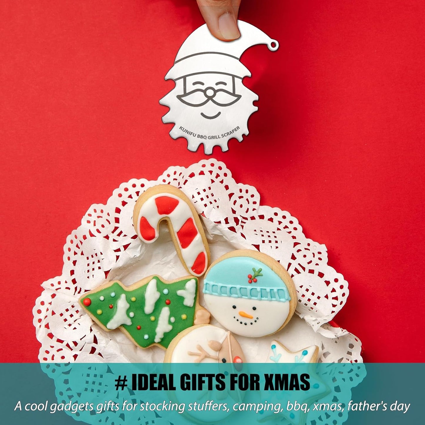 Stocking Stuffers, Ideal Gifts for Christmas, for Men, Dad, Husband, Boyfriend, Fathers Day, KUNIFU BBQ Grill Scraper