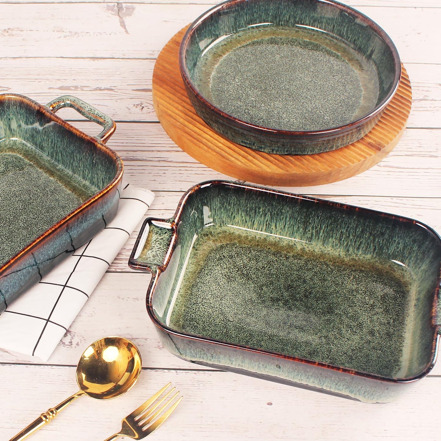 Ceramic Casserole Baking Dish - 1.4 Quarts Baking Dish for Oven, Lasagna Pans, Oven Safe Durable Bakeware for Kitchen Home Decor, Banquet and Dinner, Rectangular 1 pieces 10 x 7 Inch