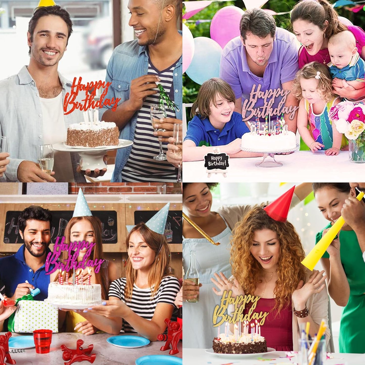 BEISHIDA Happy Birthday Cake Toppers Dark Blue Glitter Birthday Cake Decoration Cake Baking Supplies 18th 30th 40th Birthday Cake Toppers For Boys Girls Men Women Birthday Party Photo Booth Props