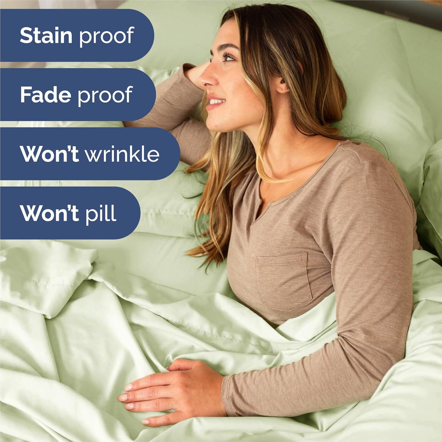 Split King Size 5 Piece Sheet Set - Comfy Breathable & Cooling Bed Sheets Set - Hotel Luxury Bedding for Women, Men, Kids, Teens, Boys & Girls - Deep Pockets and Wrinkle Free - Oeko-Tex - Light Sage