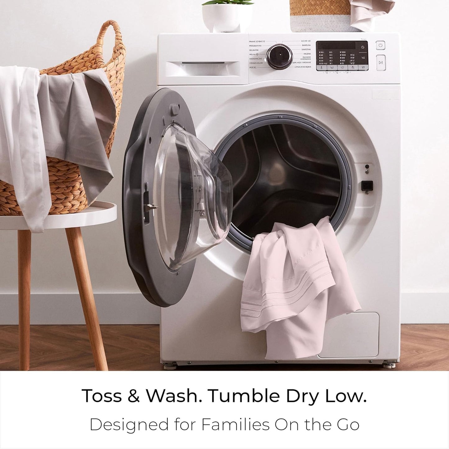 Mellanni California King Sheets Set - 4 PC Iconic Collection Bedding - Hotel Luxury, Extra Soft, Cooling Bed Sheets - Wrinkle, Fade, Stain Resistant (Cal King, Blush Pink)