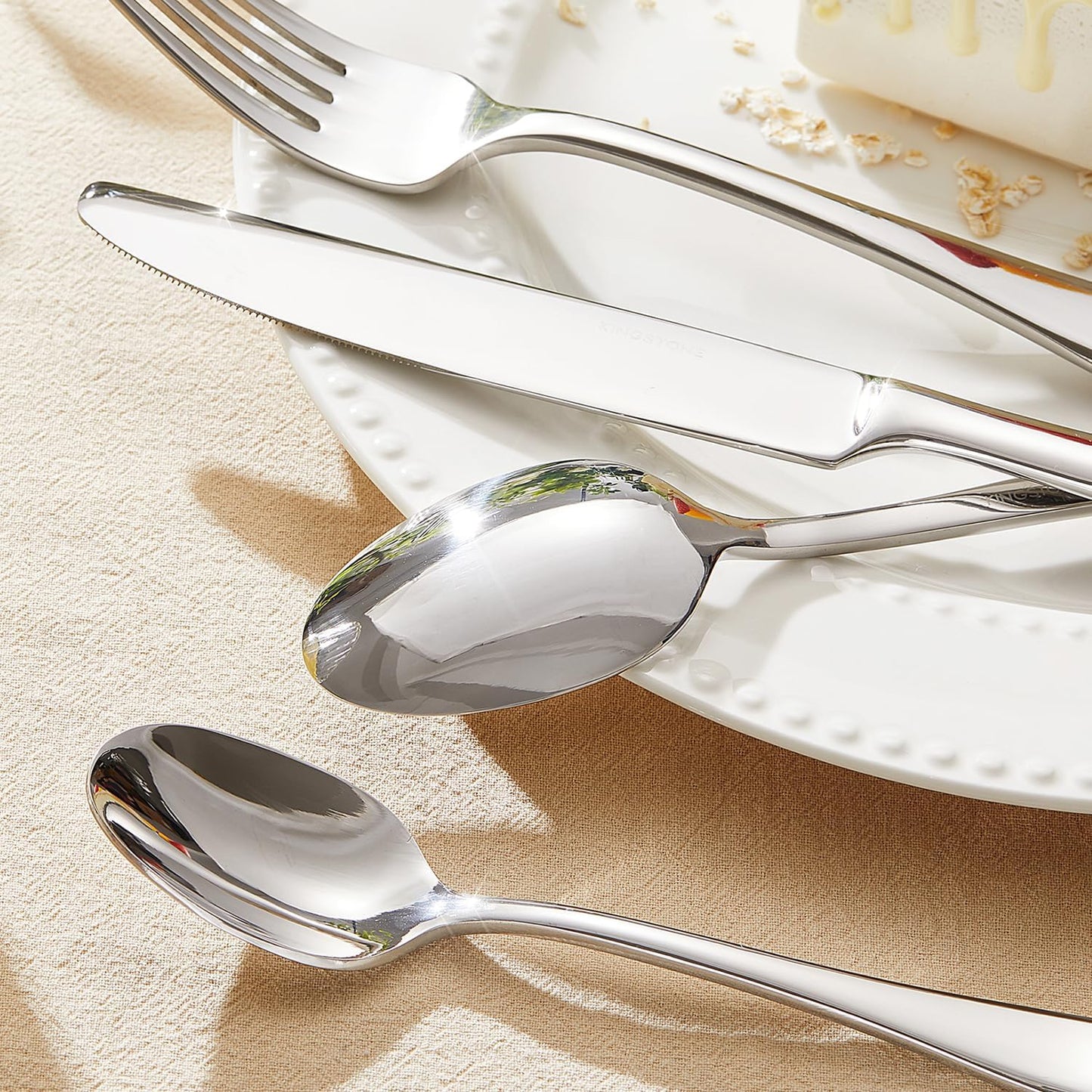 KINGSTONE 20 Pieces Silverware Set for 4, Premium Stainless Steel Flatware Set, Heavy Duty and Modern Design Cutlery Set, Mirror Polished, Dishwasher Safe