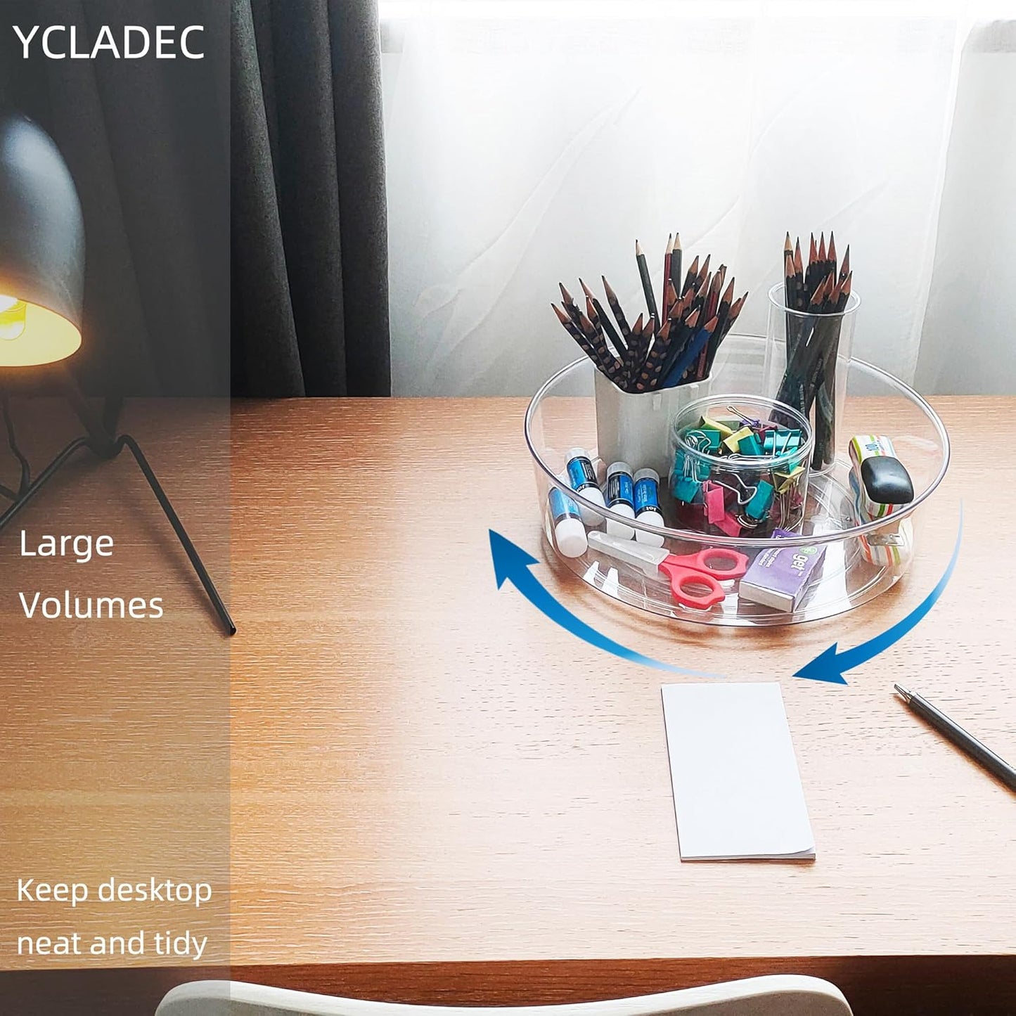 6 Pack Lazy Susan 11.5" Inch Turntable Organizer Organization Storage Container Bins Spice Rack Cabinet Rotating Condiment for Pantry Countertop Kitchen Vanity Bathroom Jewelry Holder Clear