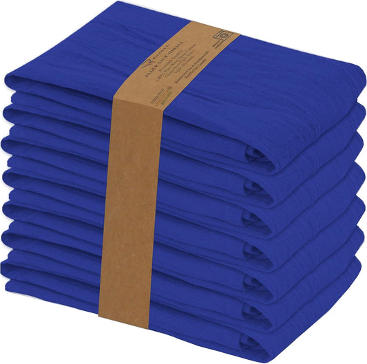 RUVANTI Flour Sack Towels 6 Pack 28x28 Inch, 100% Cotton Tea Towel, Reusable, Machine Washable, Absorbent BarTowels - Dish Cloth Perfect for Drying Dishes & Cleaning - Navy
