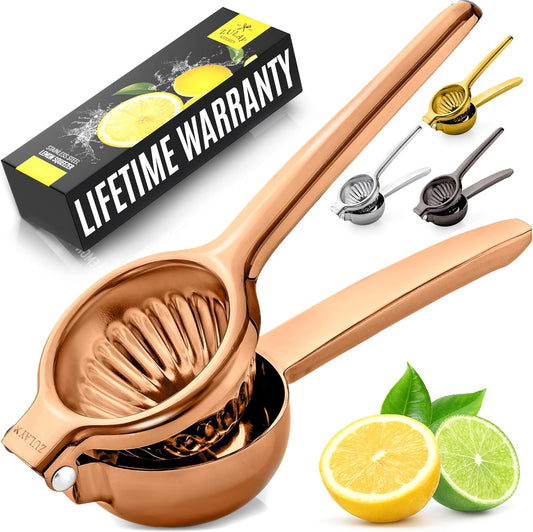 Zulay Kitchen Lemon Squeezer Stainless Steel - Premium Quality, Heavy Duty Solid Metal Squeezer Bowl - Large Manual Citrus Press Juicer and Lime Squeezer Stainless Steel - Rose Gold