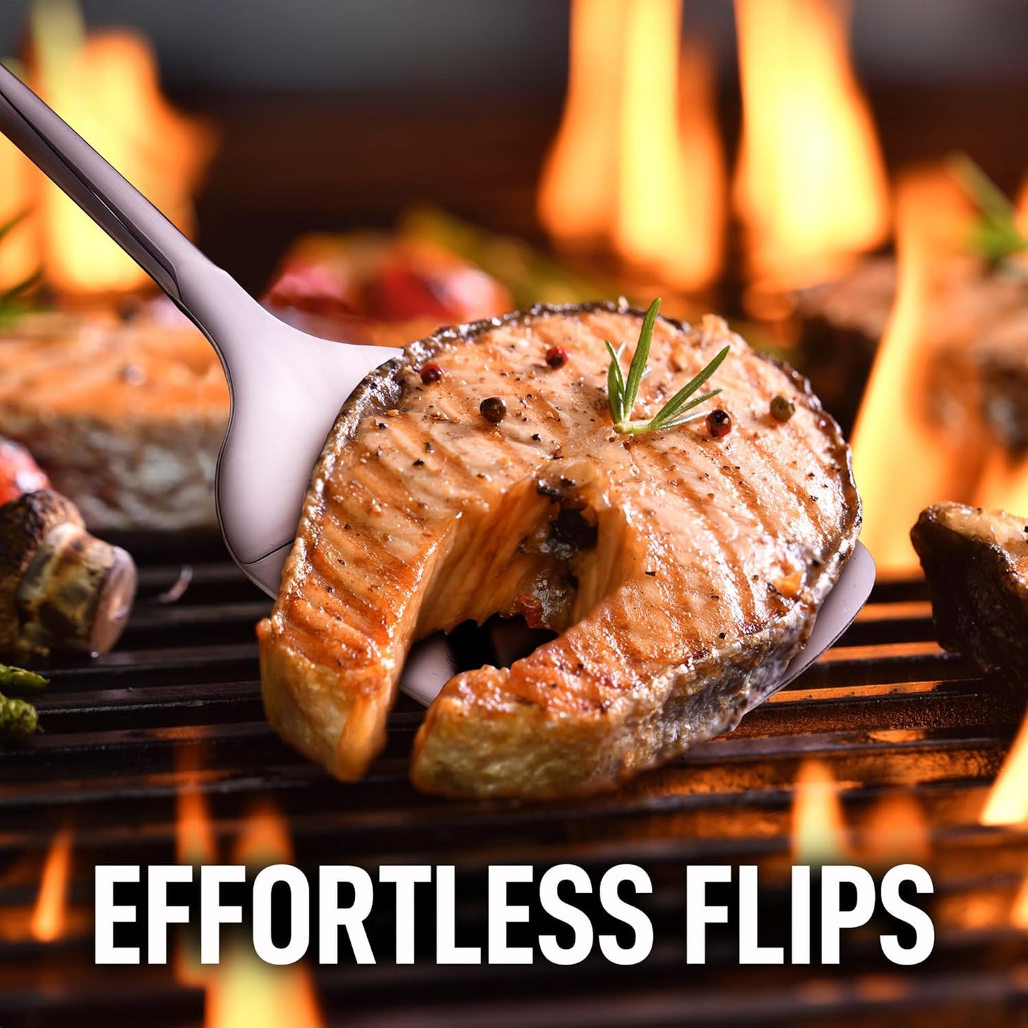 Zulay Kitchen Premium Stainless Steel Metal Spatula - Cooking Spoon Turner - Durable Cooking Utensil with Ergonomic, Easy to Use Handle - Easy to Clean, Perfect for at Home Cooks & Chefs - 15”