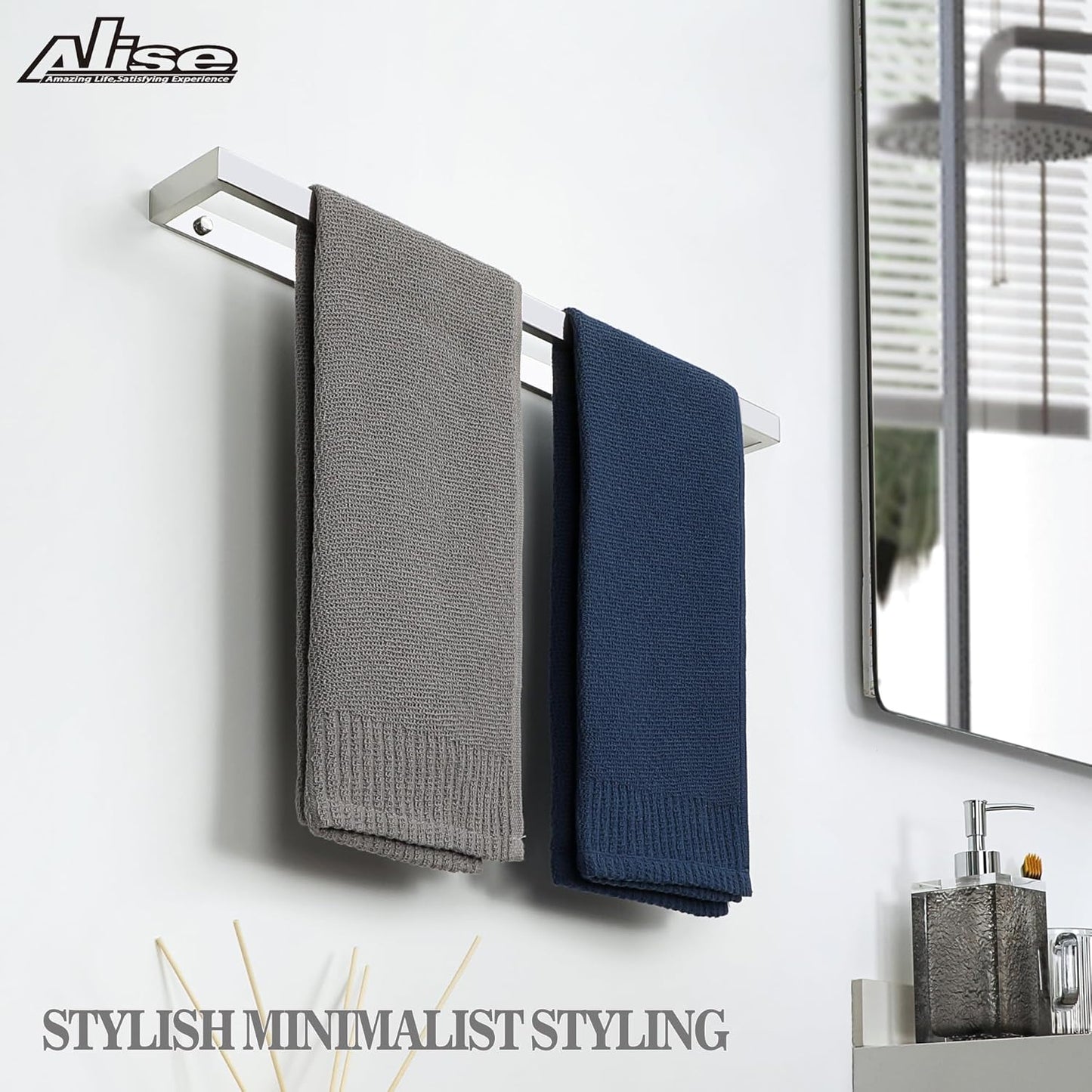 Alise Bath Towel Bar,Wall Mount Towel Holder Towel Rack Towel Hanger for Bathroom Lavatory,20 Inch SUS304 Stainless Steel Towel Rail,Polished Chrome GJF050-C