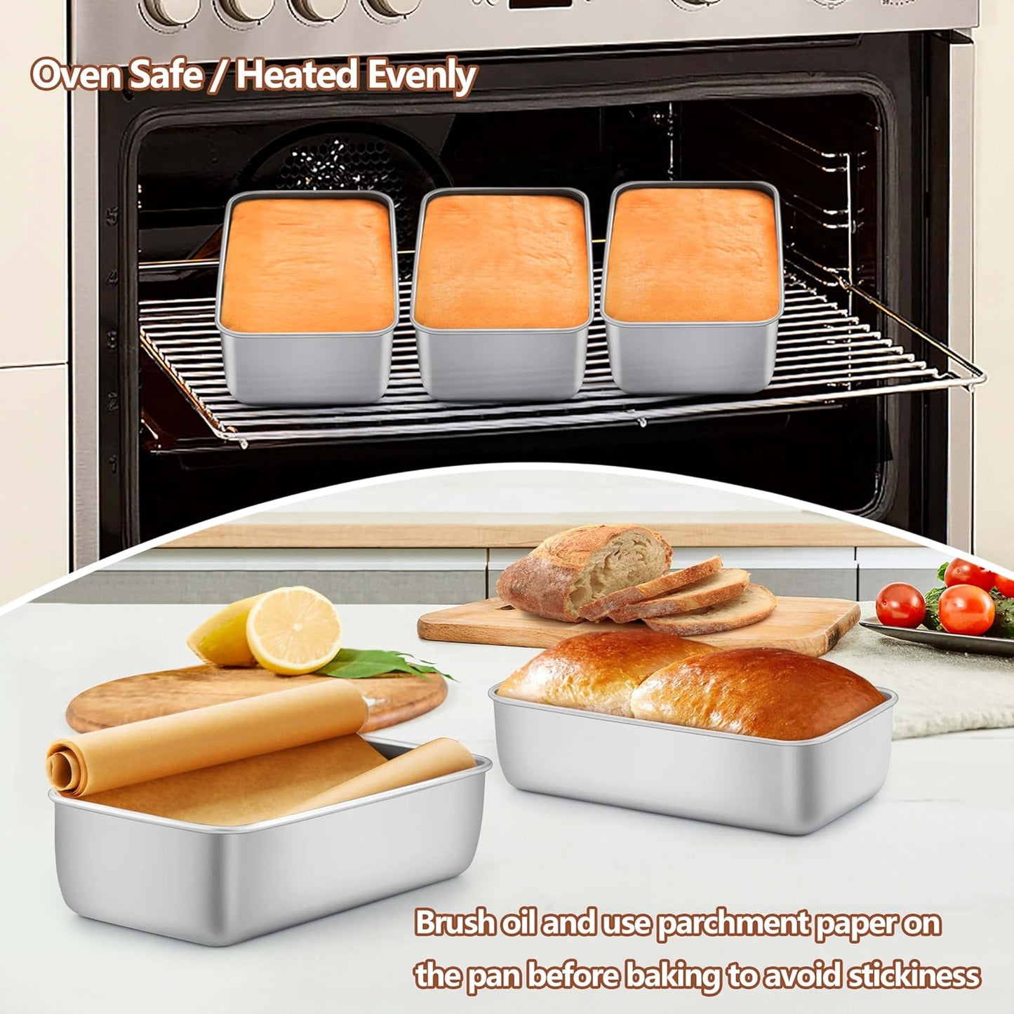 LIANYU Bread Loaf Pans Set of 12, 9x5 Inch Stainless Steel Bread Baking Pans for Homemade Sourdough, Sandwich, Meatloaf, Easy Release & Dishwasher Safe