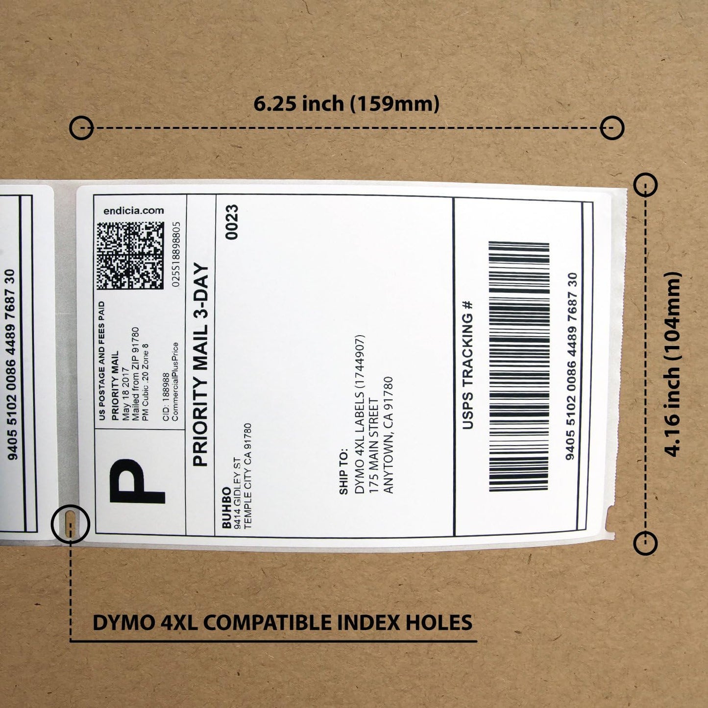 Buhbo Compatible with DYMO LabelWriter 4XL 4" x 6" Shipping Label 1744907, White (2 Pack / 220 Labels Per Roll)