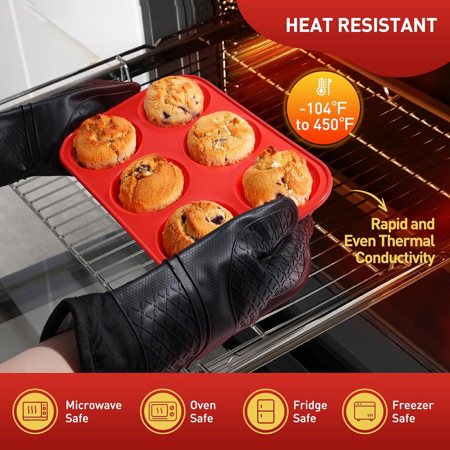 2 Pack 6 Cups Silicone Jumbo Muffin Pan with Metal Reinforced Frame Silicone Molds Cupcake Cake Baking Pans Egg Bites Muffin Tin Tart Pans Bundt Pan Reposteria Accesorios Moldes Para Pasteles