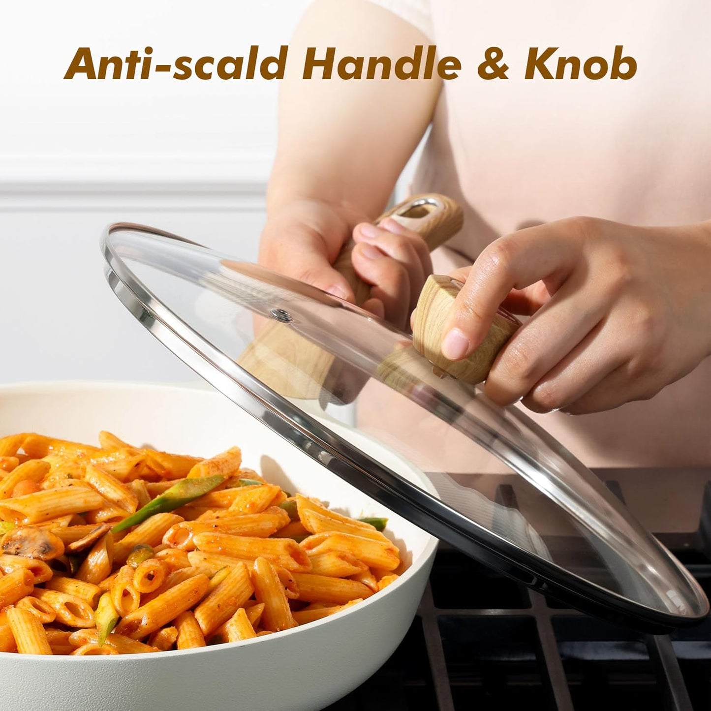 SENSARTE Ceramic Nonstick Frying Pan Skillet with Lid 11inch Non Stick Omelet Pan, Non-toxic Healthy Kitchen Cooking Chef's Pan, Free of Intentionally Added PFOA/PFAS/PTFE, Induction Compatible, White