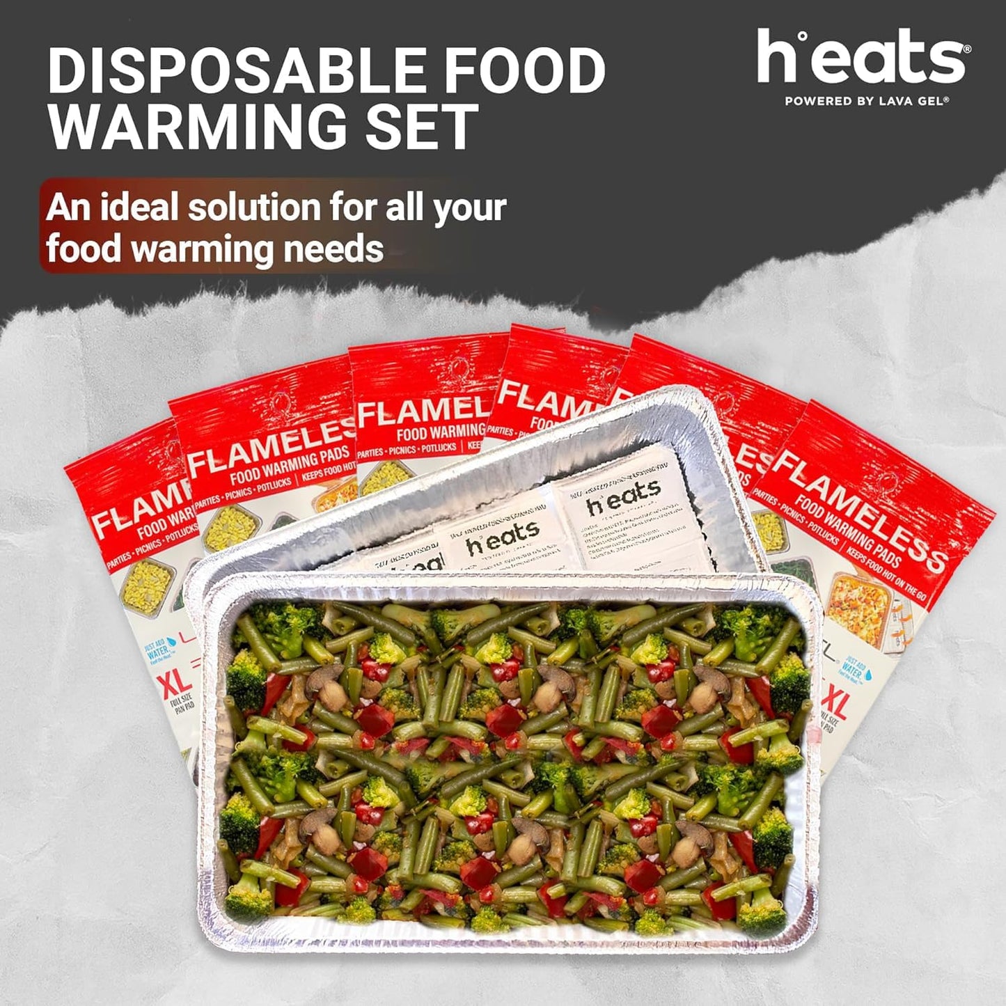 H°eats Flameless Food Warming Pads (72-Pack) - Full Size Food Warmers for Parties Buffet - Party Buffet Servers and Warmers - Heating Pads for Chafing Dish - Must-Have Catering Supplies