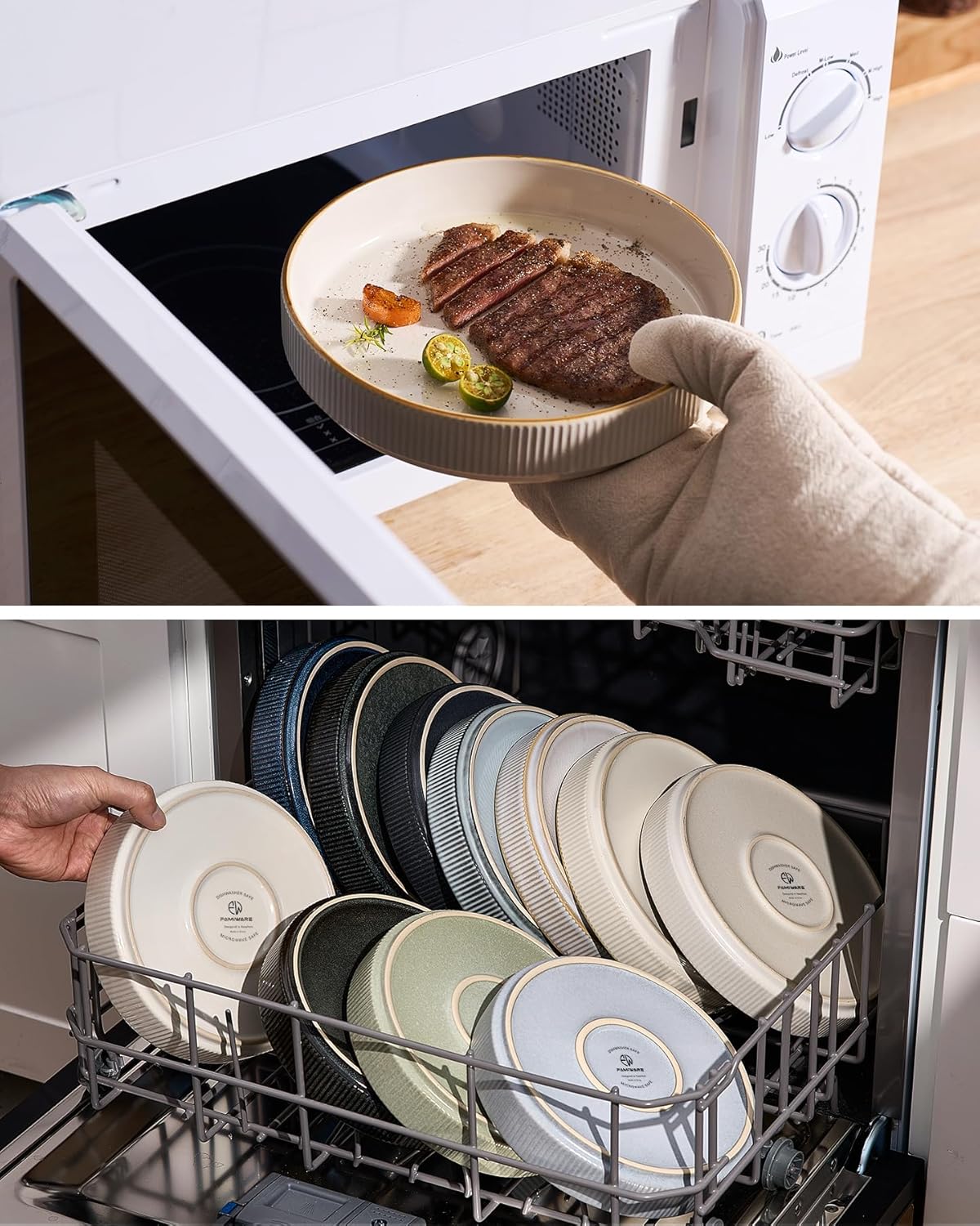 famiware Star 7.5" Pasta Bowls Set, Salad Bowl Set of 4, Double Reactive Glaze, Stackable, Ideal for Your Friend for Housewarming, Festivals, White