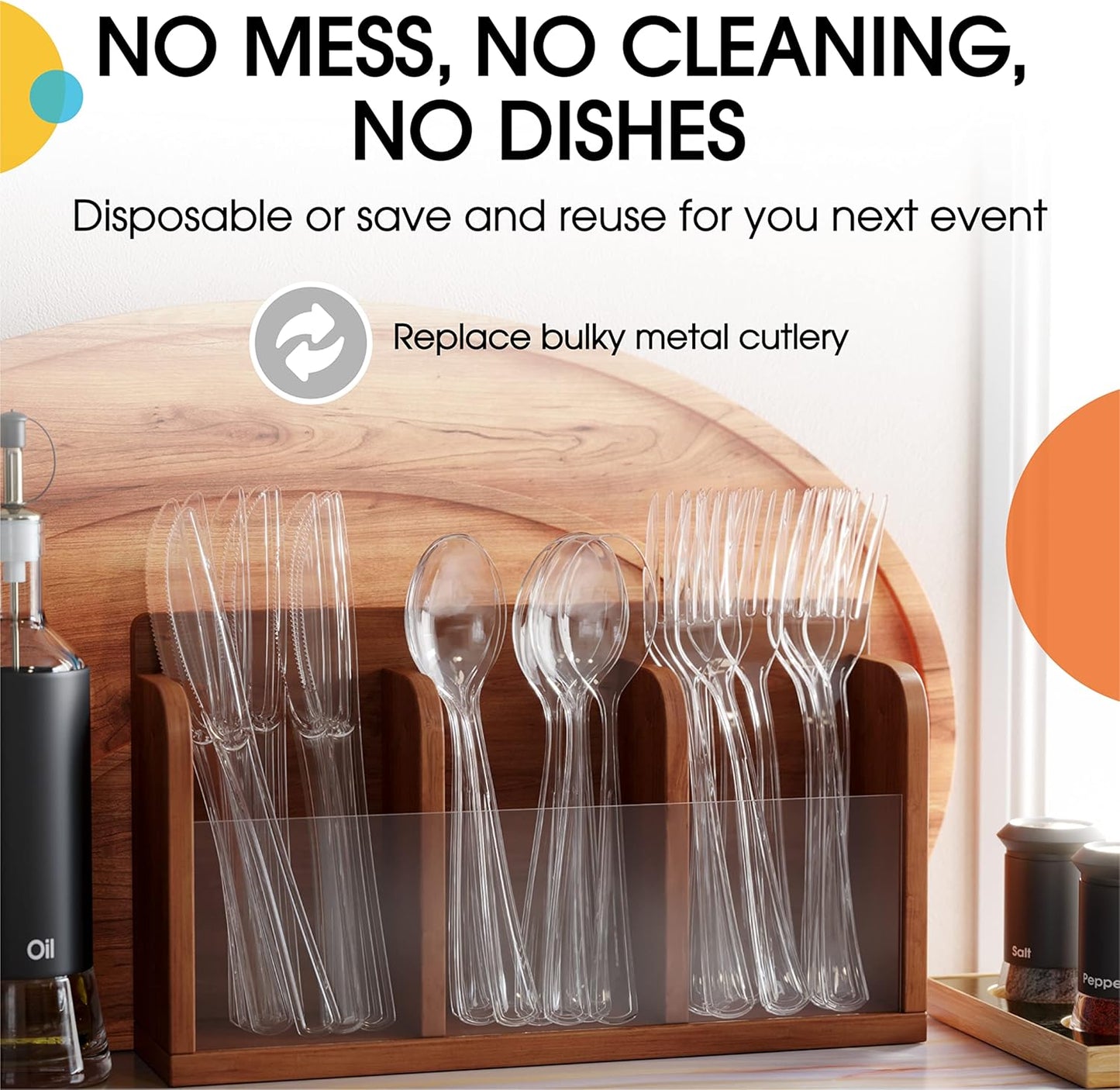 Party Solids Heavy Duty Plastic Spoons - 200 Pcs Clear Disposable Flatware