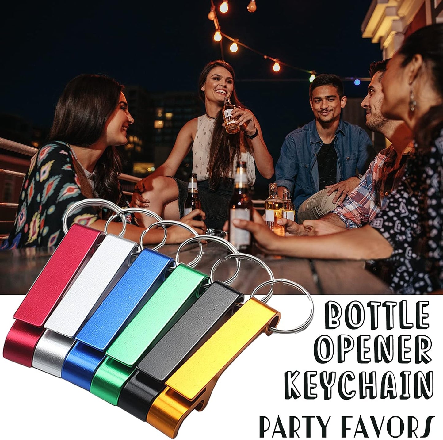 Bottle Opener Keychain Bulk 20 Multicolor Aluminum Can Beer Opener Ring Gift for Party Favor Wedding Favor Bartender Groomsmen Fathers Day