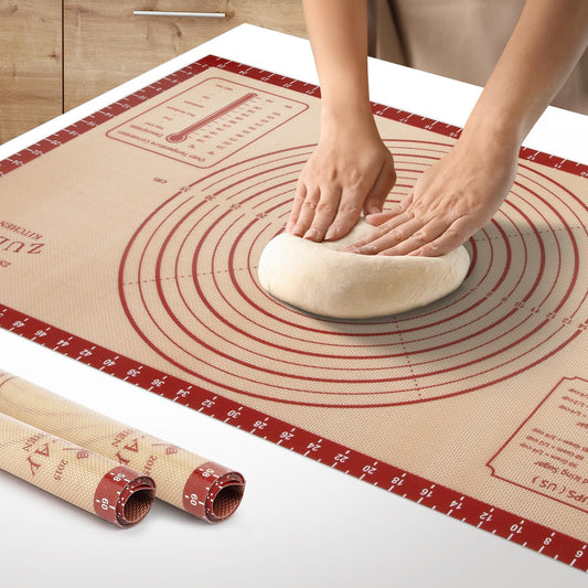 Zulay Kitchen Silicone Baking Mat Sheet - Reusable Silicone Baking Sheet - Easy & Convenient Nonstick Baking Supplies - Mats for Baking - Oven Safe - 16.5"x11.6" (Light Red)