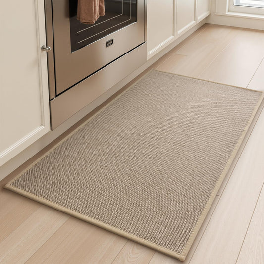 tchdio Kitchen Mats for Floor, Rubber Backed Kitchen Rugs Non Slip Washable, Superior Absorbent Kitchen Runner Rug Easy to Clean, Comfort Kitchen Floor Mat Front of Sink (Beige, 20" × 32")