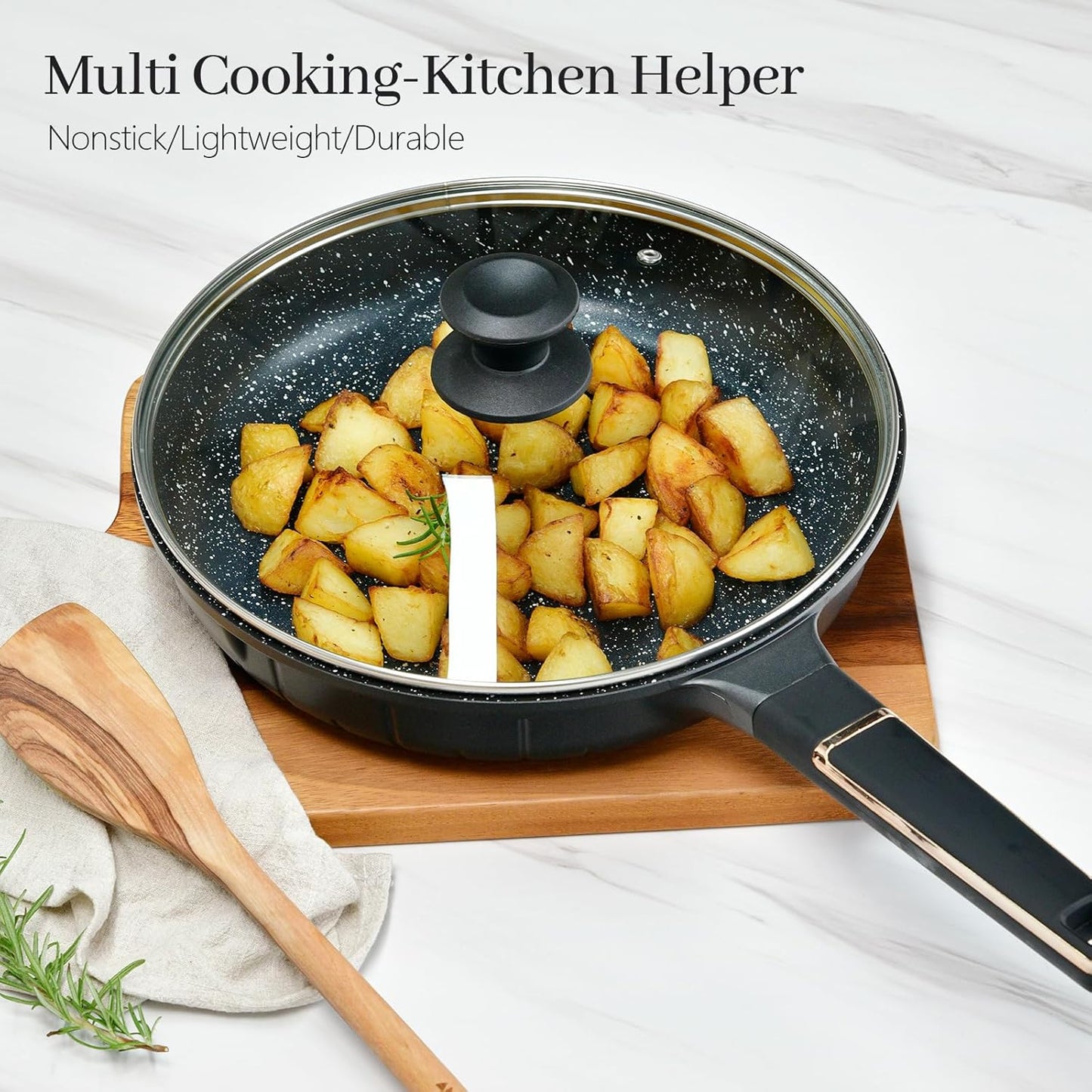 12 In Glass Lid for Frying Pan, Tempered Replacement Cover Compatible with All 12 inches Cookware for Skillets, Round Cast Iron, Cast Aluminium, Stainless Steel Pans &Pots