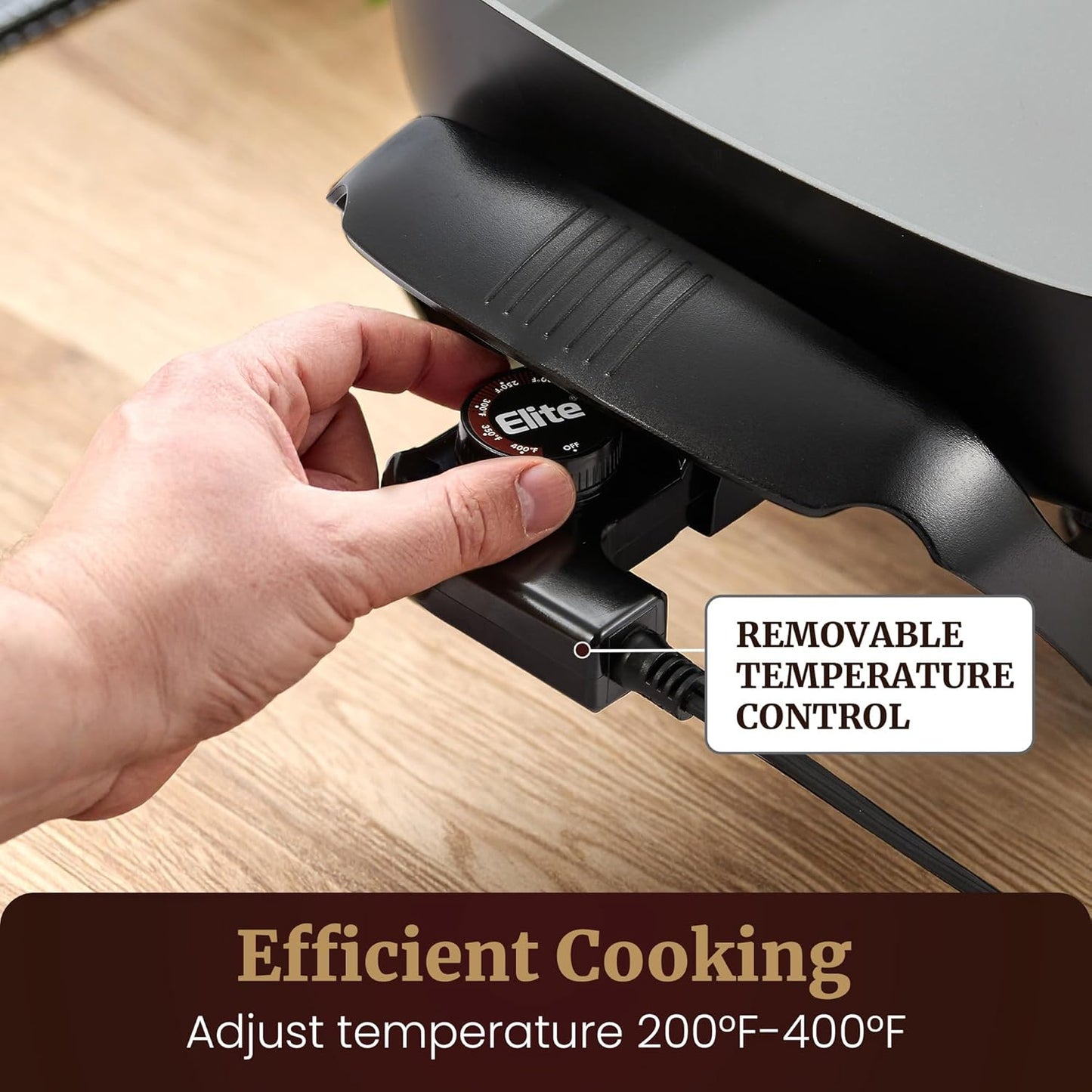 Elite Gourmet 12" x 12" x 3” Ceralast™ Ceramic Non-stick PFAS Free, Dishwasher Safe Electric Skillet, Xtra Deep Dish, Rapid Heat 1200W, Black