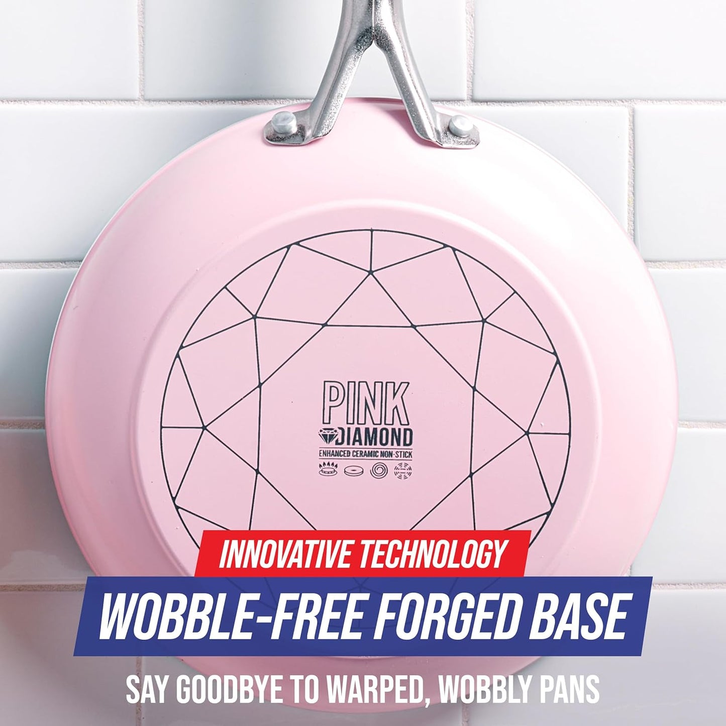 Blue Diamond Cookware Diamond Infused Ceramic Nonstick 10" Frying Pan Skillet, PFAS-Free, Dishwasher Safe, Oven Safe, Pink