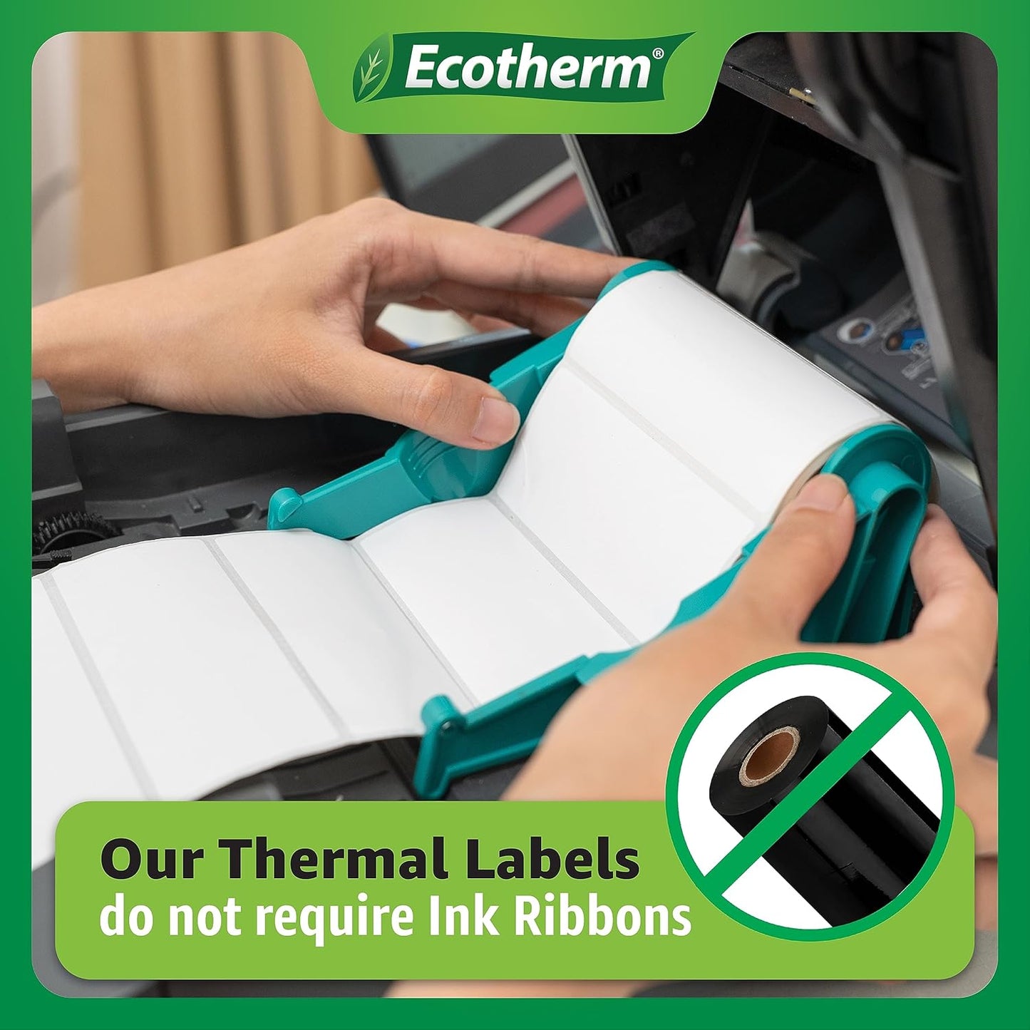 1.5" x 1" Thermal Labels | 6 Rolls | 11400 Labels | fits Zebra, Godex, Arkscan, iDPRT, Offnova Thermal Label Printers and More | Blank White Adhesive Stickers by Ecotherm