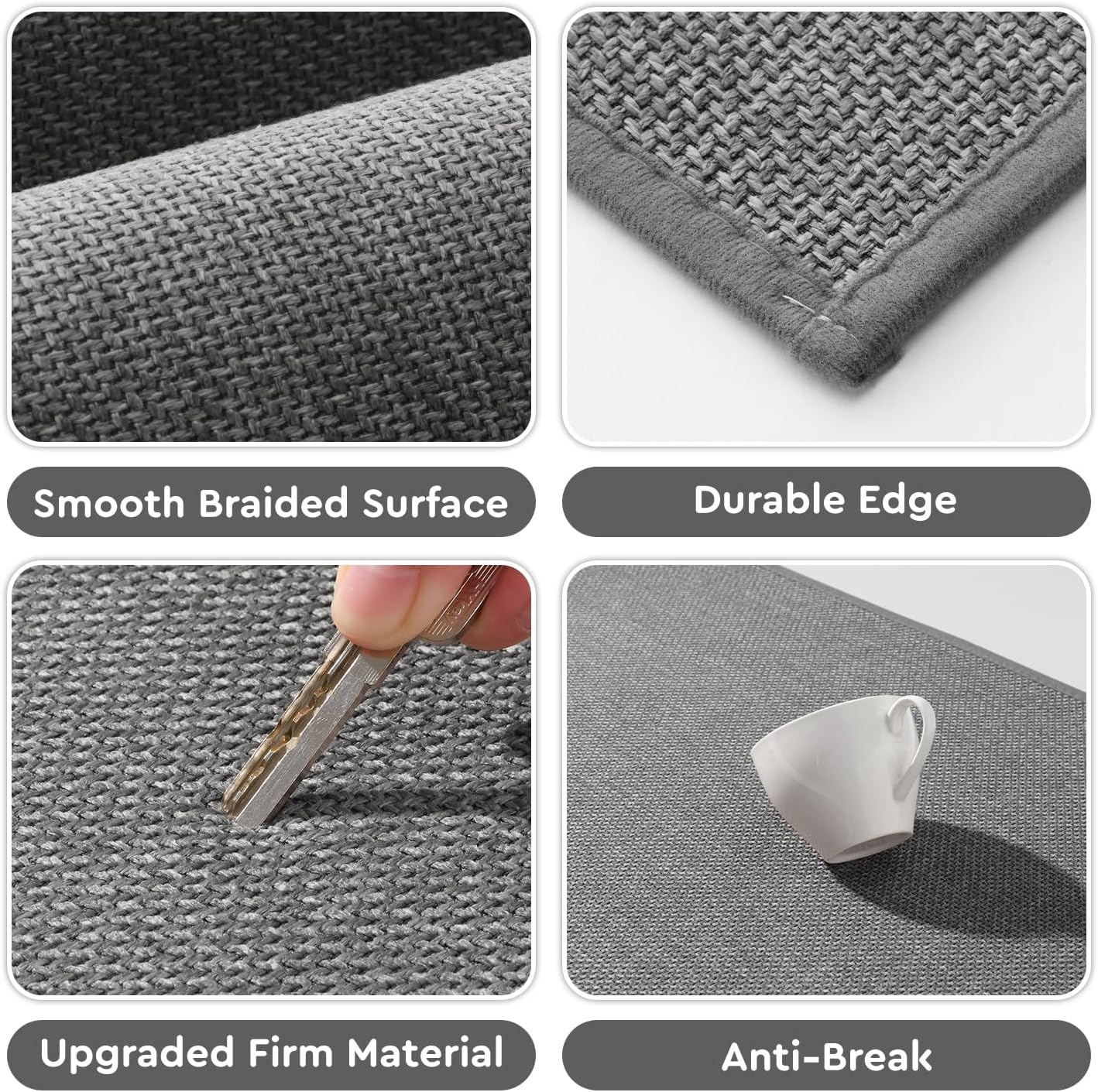 tchdio Kitchen Mats for Floor, Rubber Backed Kitchen Rugs Non Slip Washable, Superior Absorbent Kitchen Runner Rug Easy to Clean, Comfort Kitchen Floor Mat Front of Sink (Grey, 20" × 70")