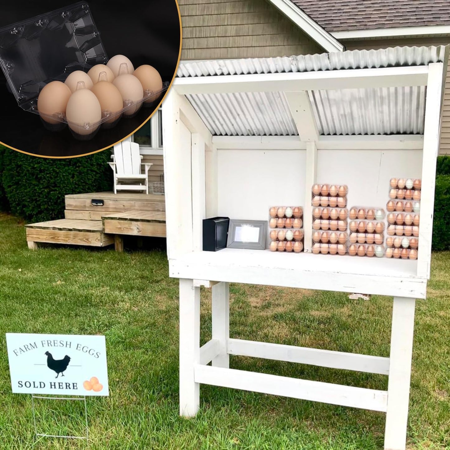 150 Pack Bulk Egg Cartons, Clear Plastic Chicken Egg Holders, Egg Tray Carton Holder for Home & Kitchen, Farm & Market Use, An Eco-Friendly Egg Storage Solution, 8 Grids，(Medium Size)…