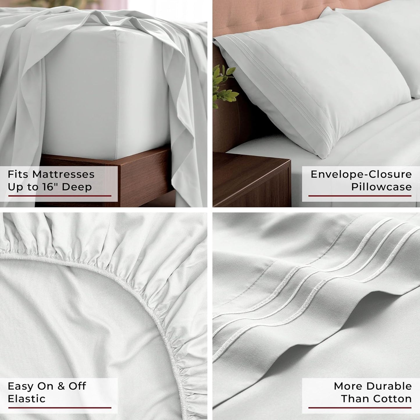 Mellanni California King Sheets Set - 4 PC Iconic Collection Bedding - Hotel Luxury, Extra Soft, Cooling Bed Sheets - Wrinkle, Fade, Stain Resistant (Cal King, Ivory)